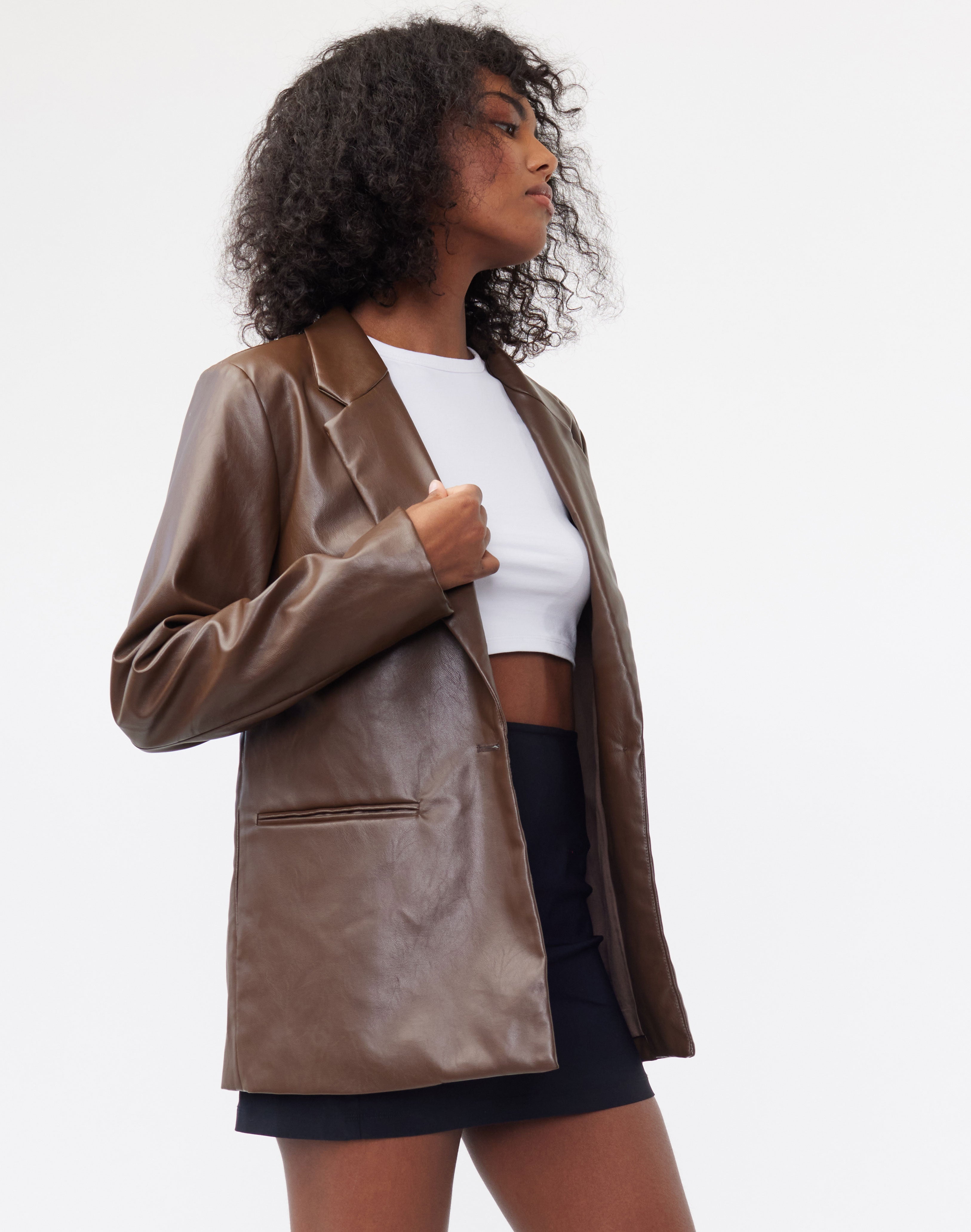 glassons brown leather blazer