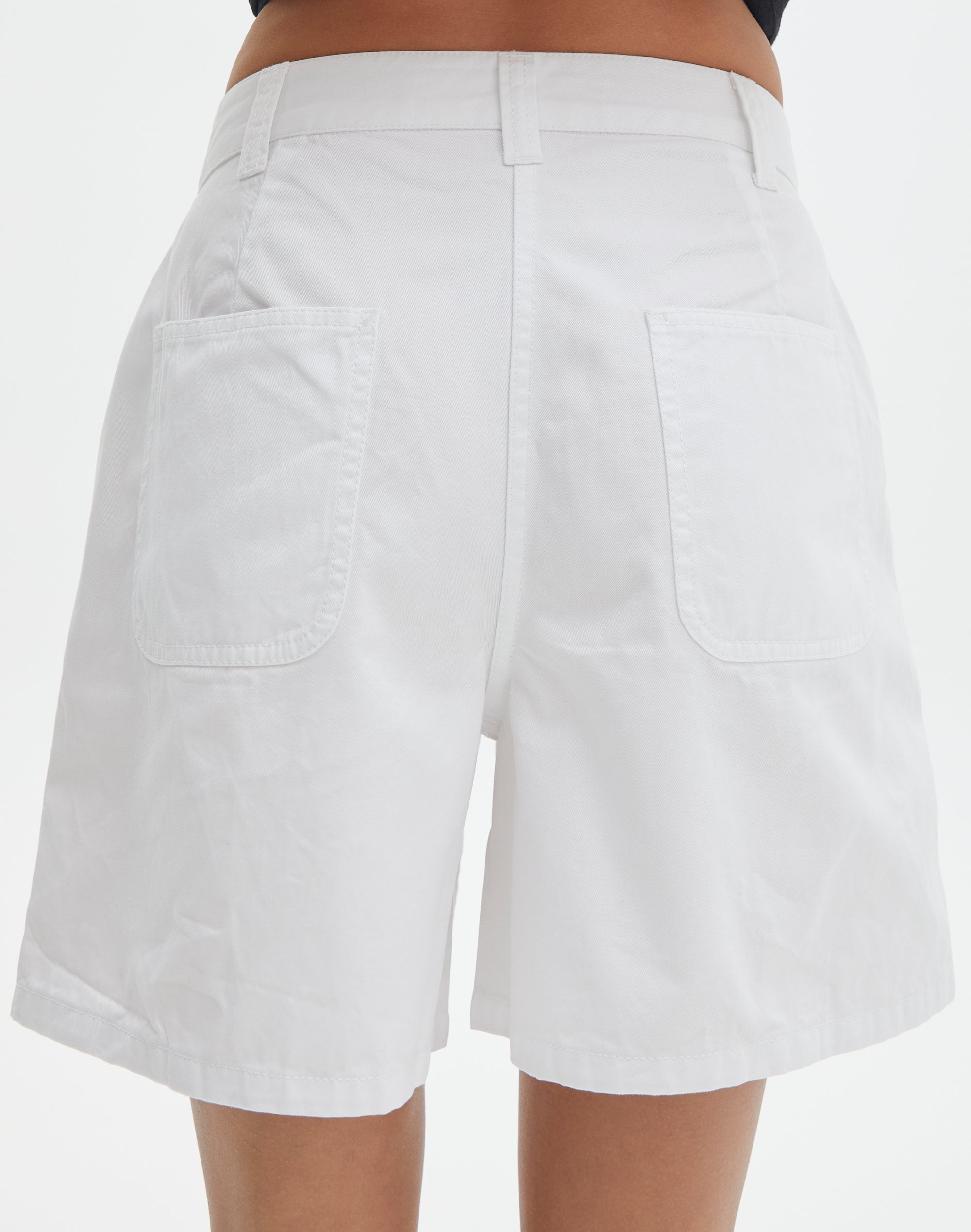 Long Line Cotton Short in White