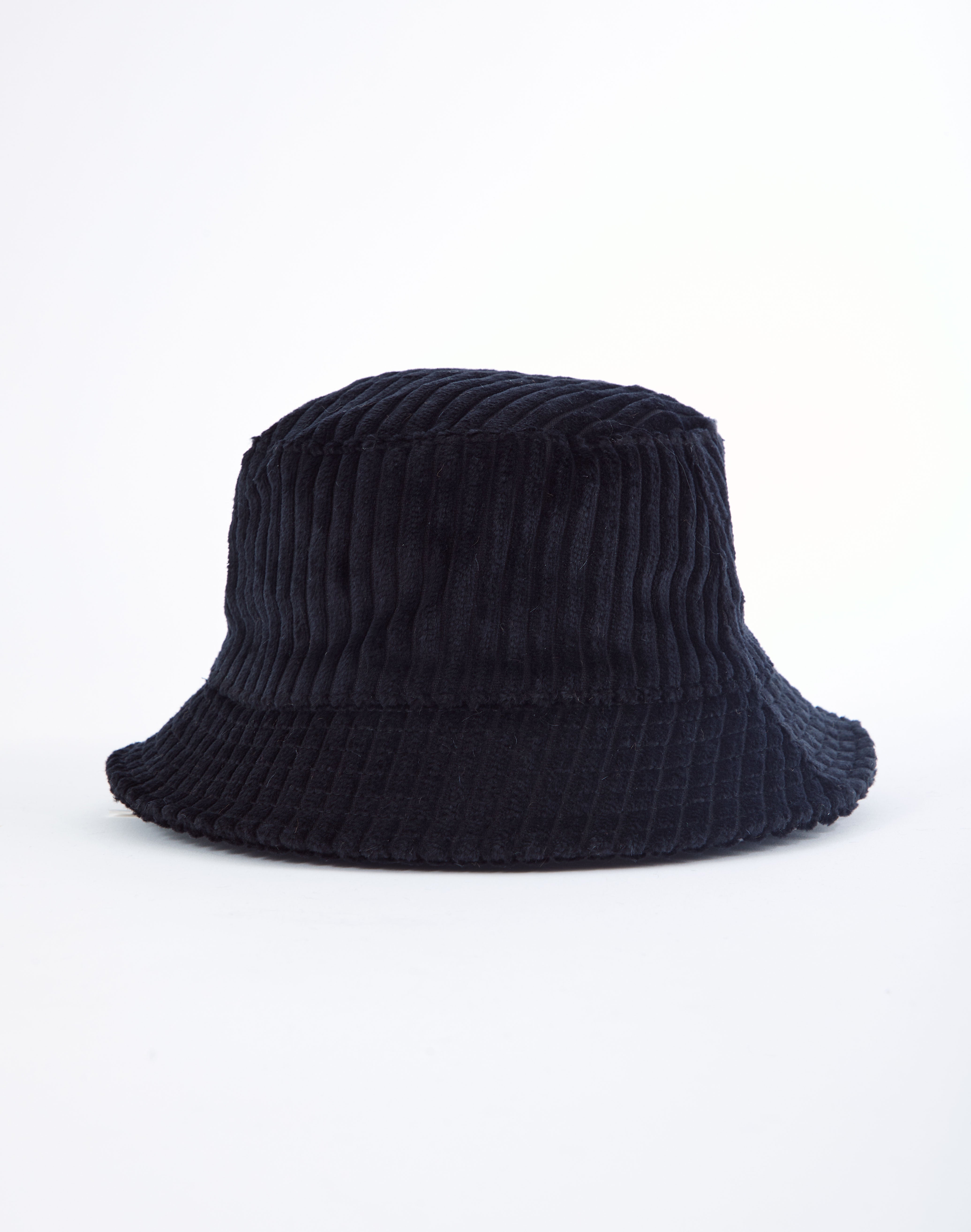 black cord bucket hat