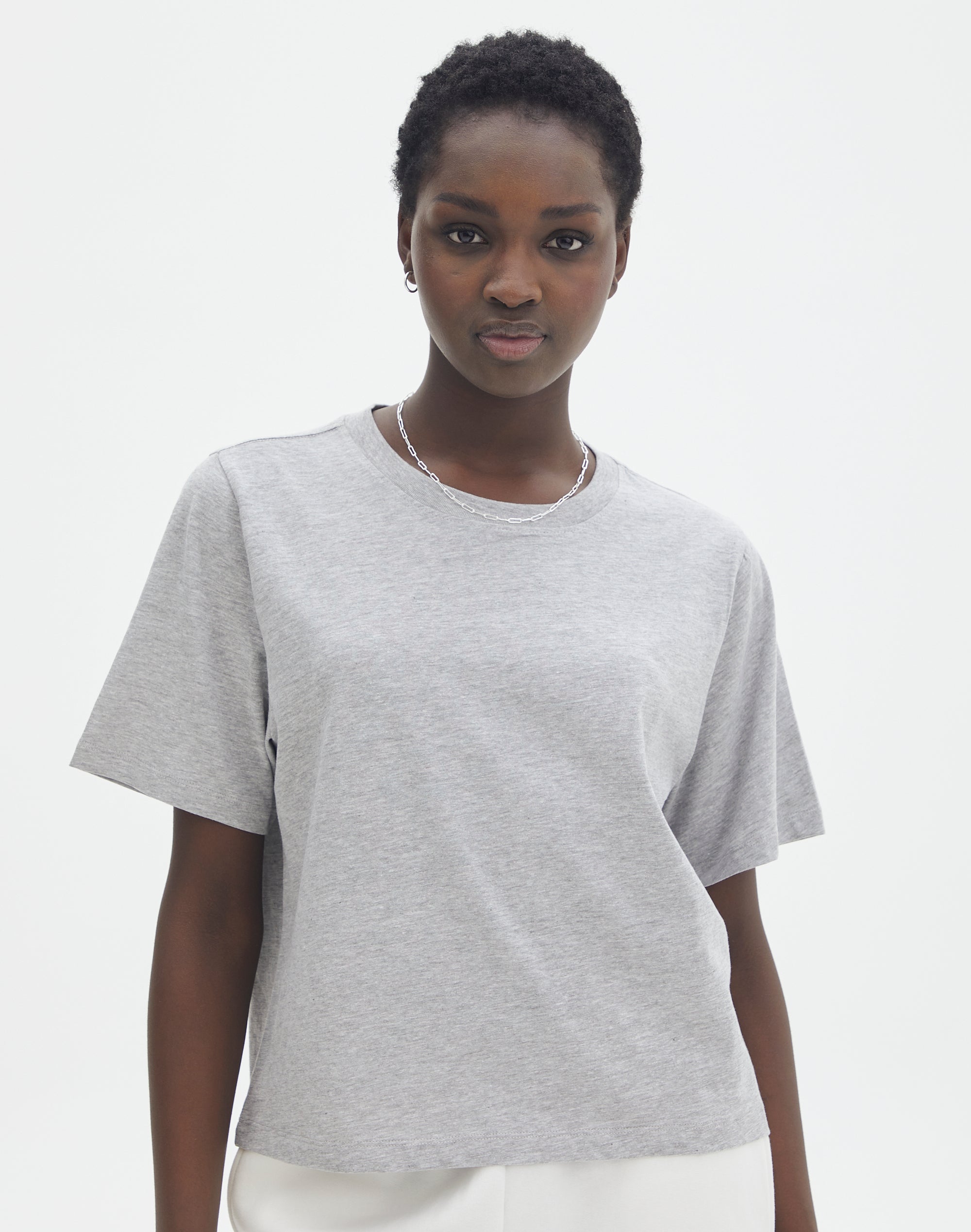 Cotton T-shirt in Grey Marle