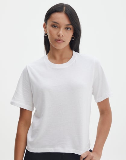 Cotton T-shirt in White | Glassons
