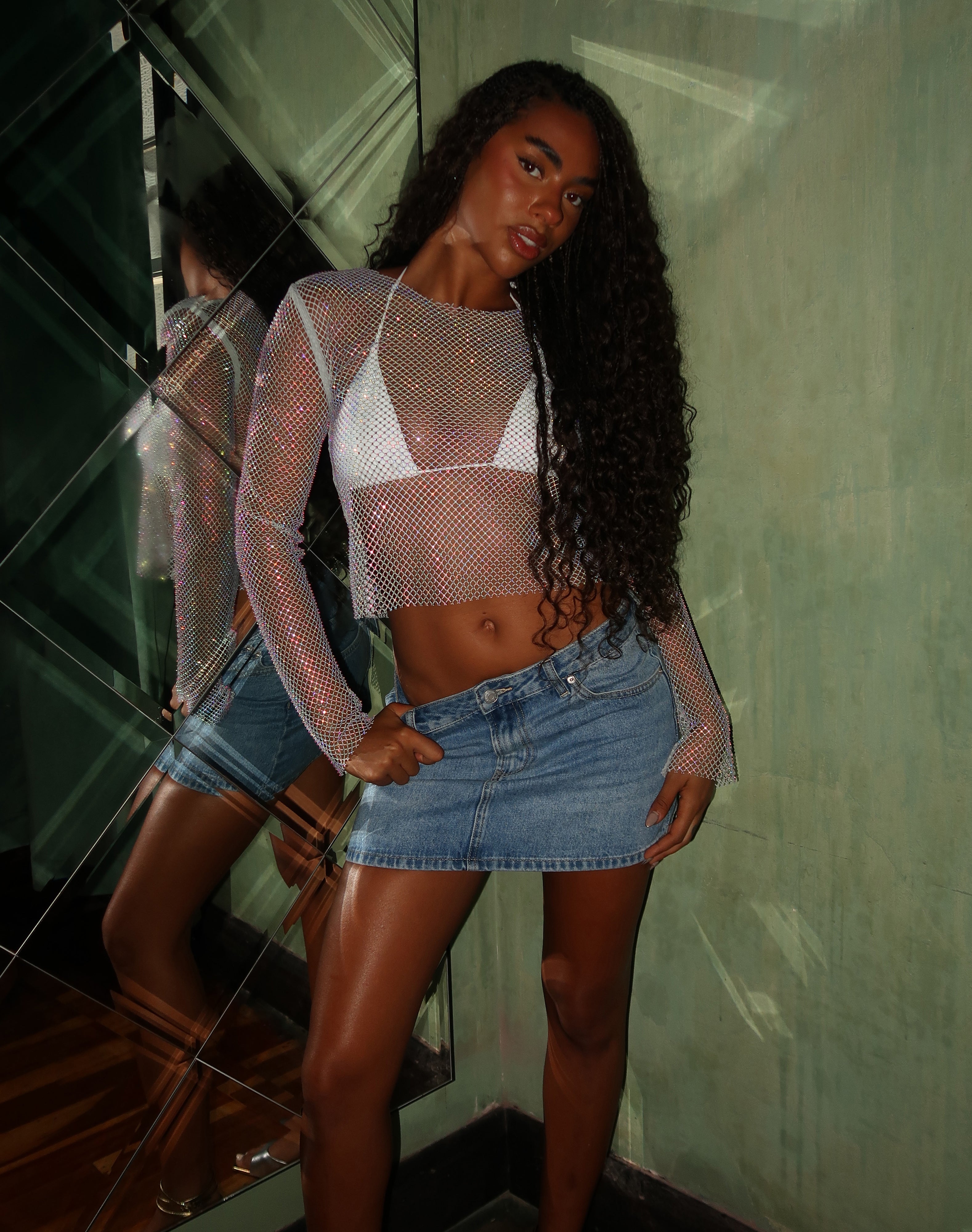 mesh top with silver skirt｜TikTok Search