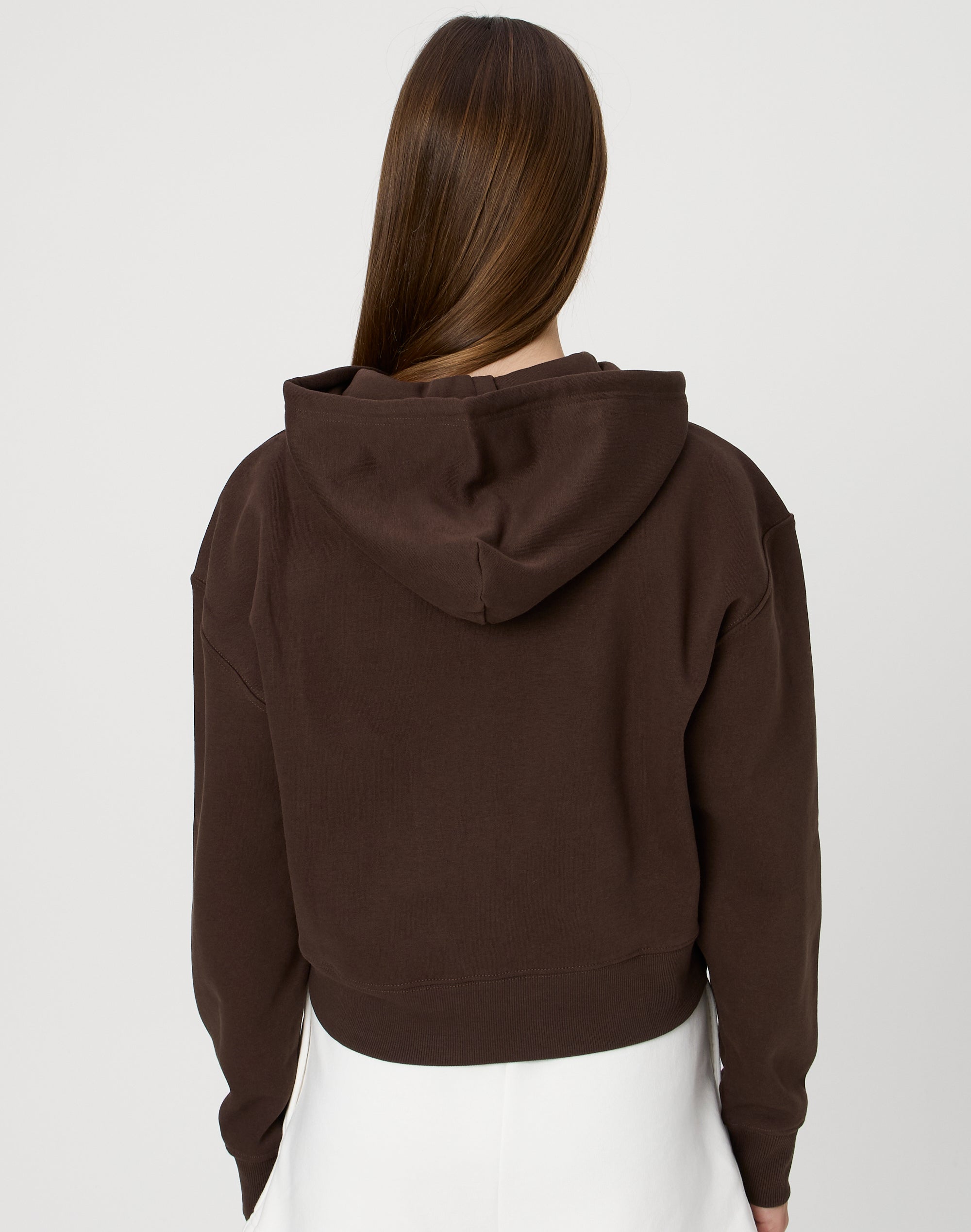 Cropped Zip Through Hoodie in Soy Bean