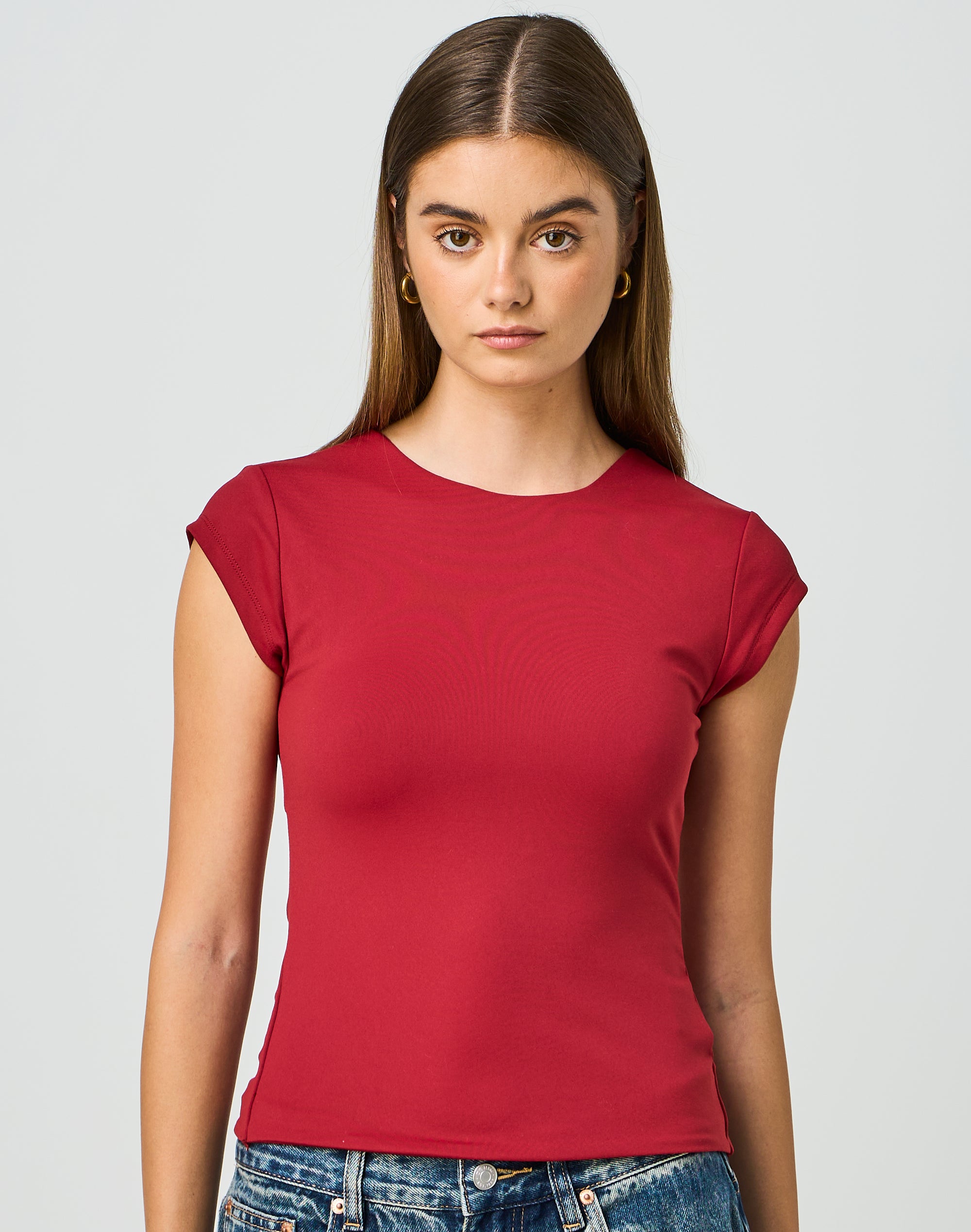 Supersoft Backless Short Sleeve Top in Irish Coffee