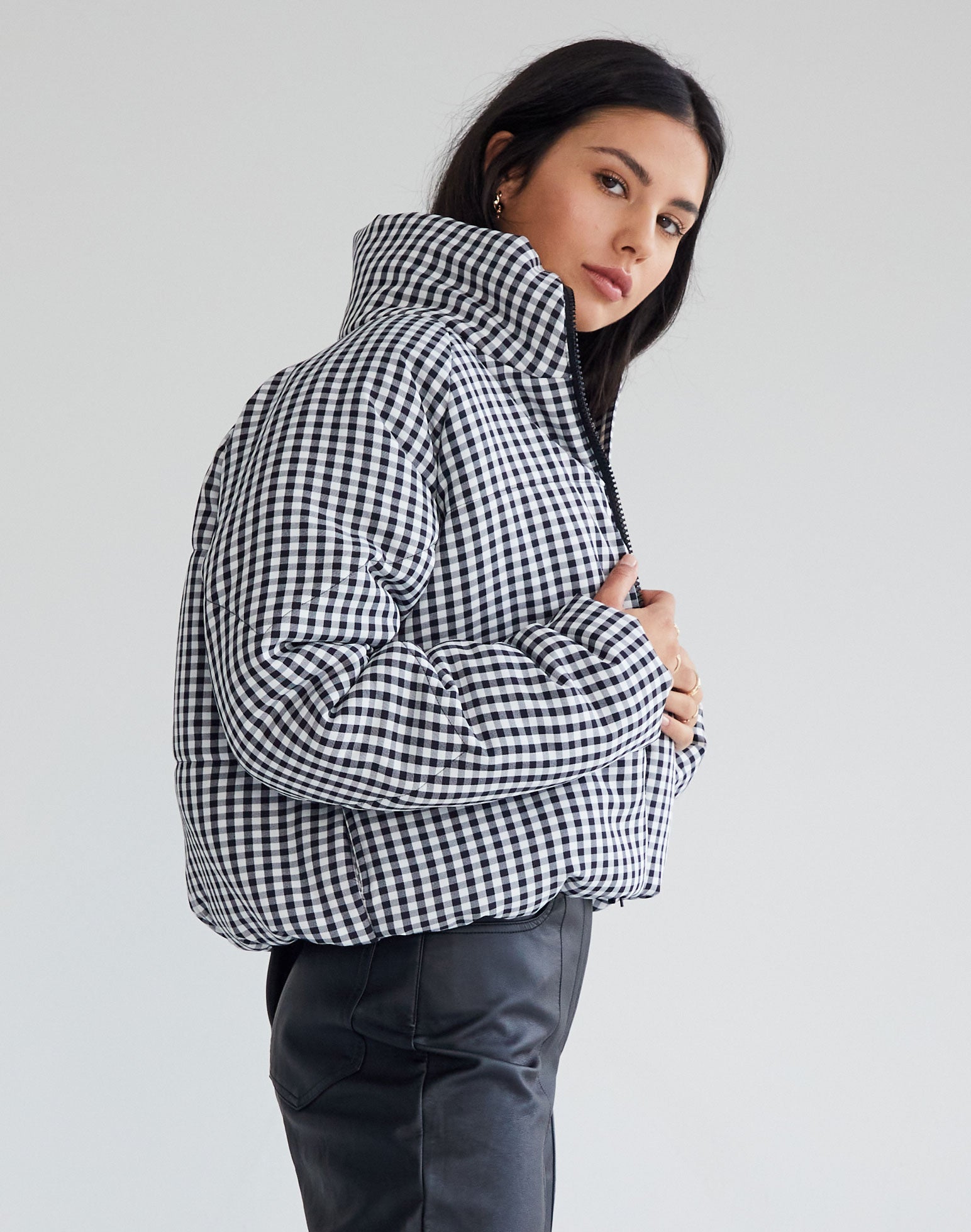 glassons gingham puffer