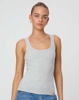 Topshop - Rib Scoop Neck Tank in Grey at Nordstrom