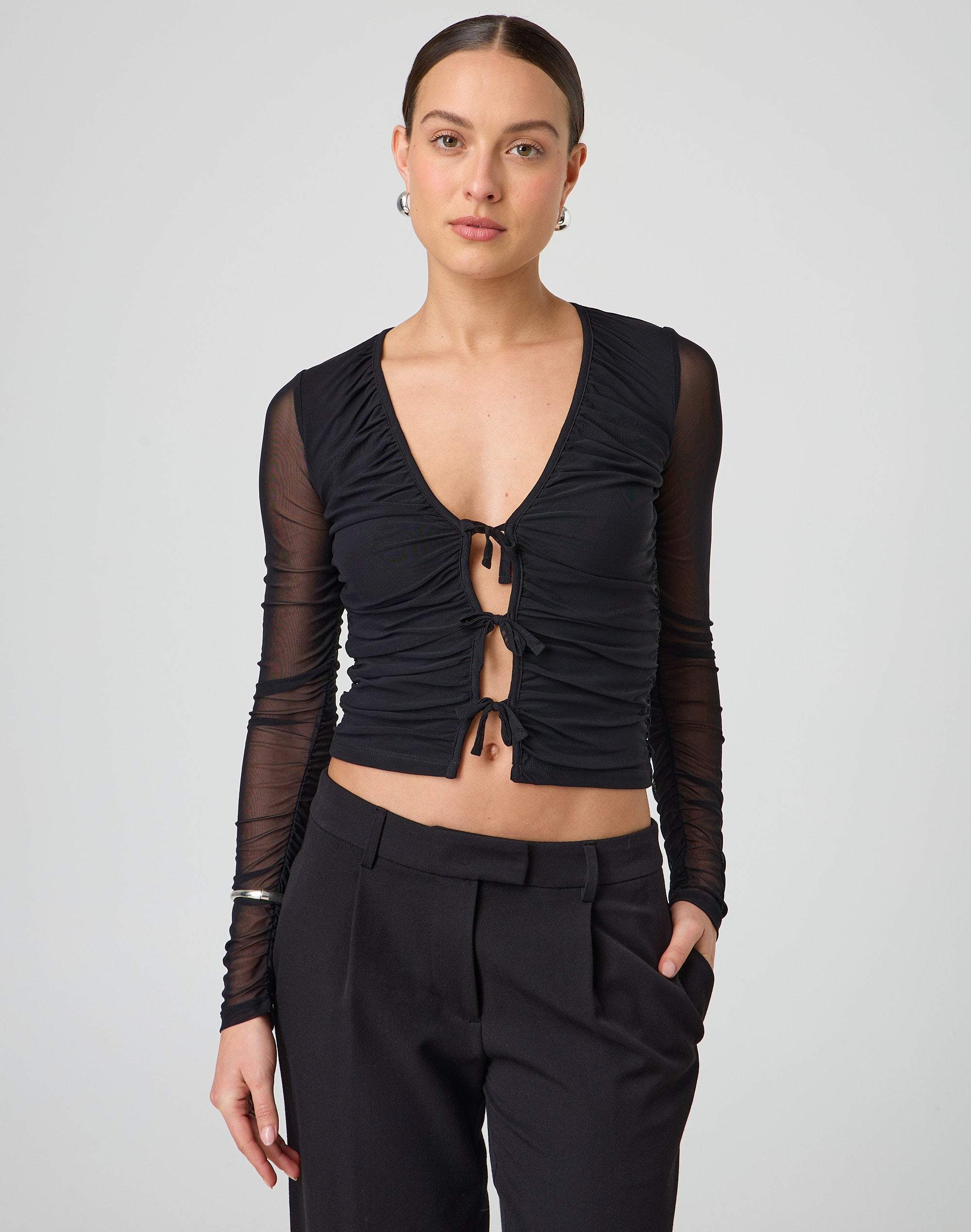 Ruched tie top on sale