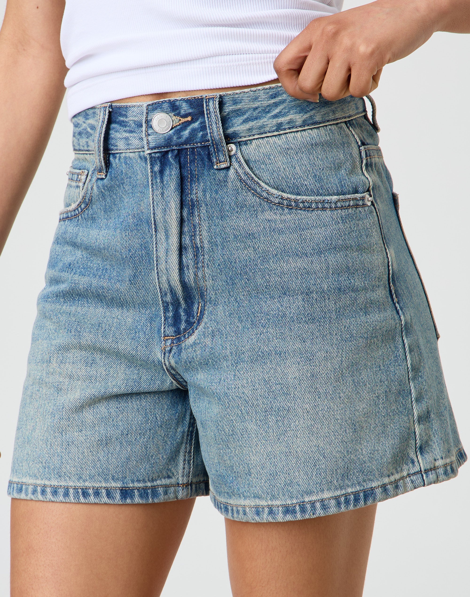 High Rise A Line Denim Short in Blue Viper Glassons AU