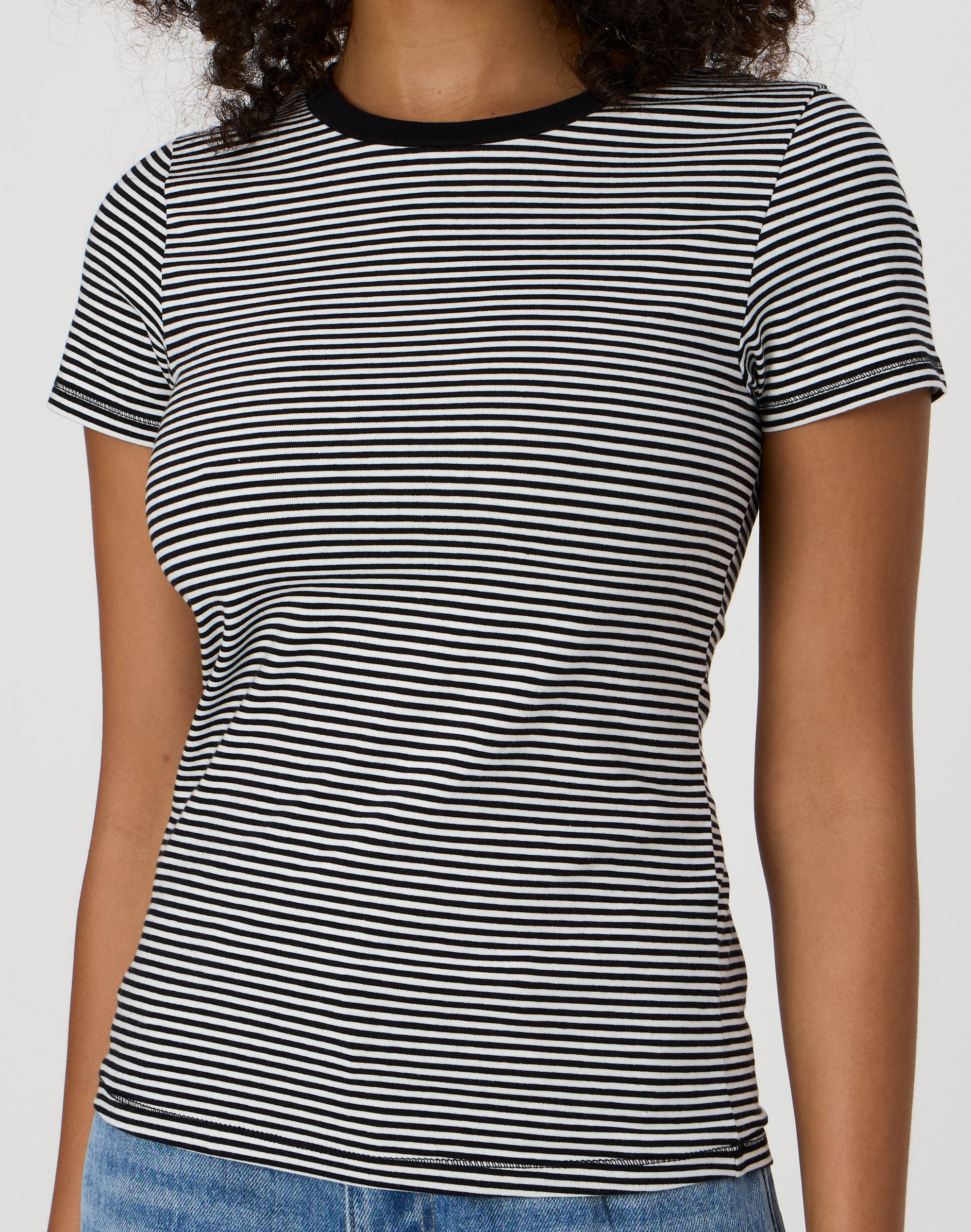 Ribbed Longline Tee in Pale Grey Marle