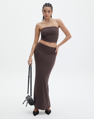 Luxe Lounge Modal Slim-fit Maxi Skirt in Everythings Pine