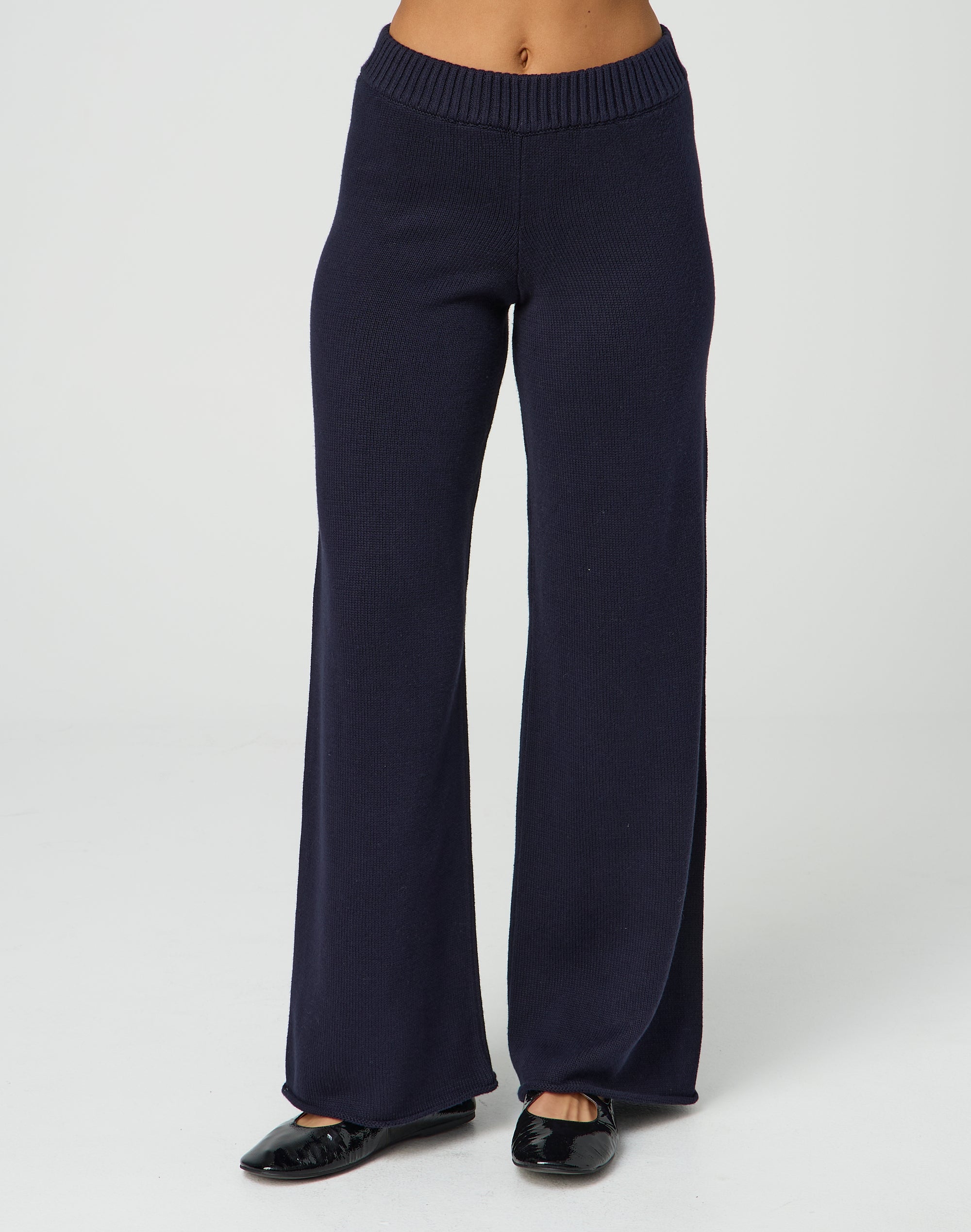Double Button Wide Leg Pant in Shadow Dancer
