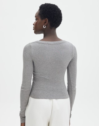Luxe Lounge Modal Ribbed Long Sleeve Top in Heather Marle