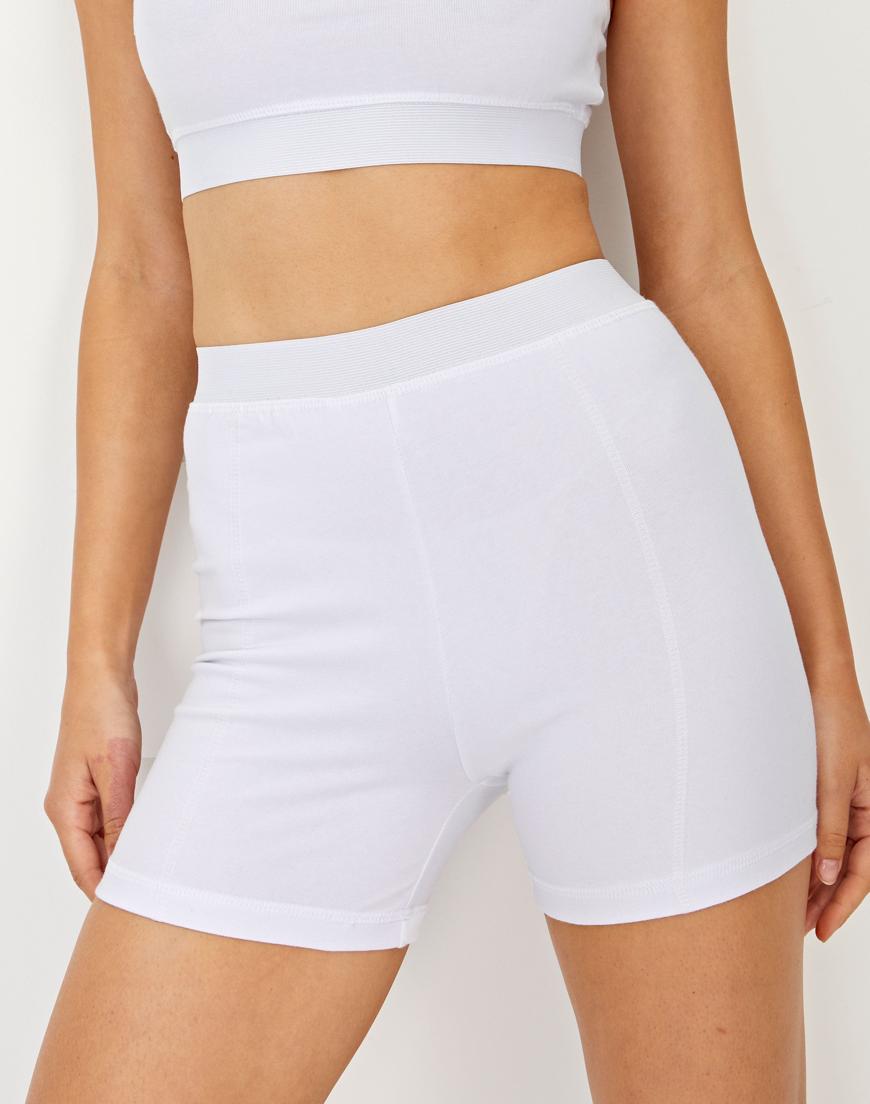 womens white cotton bike shorts