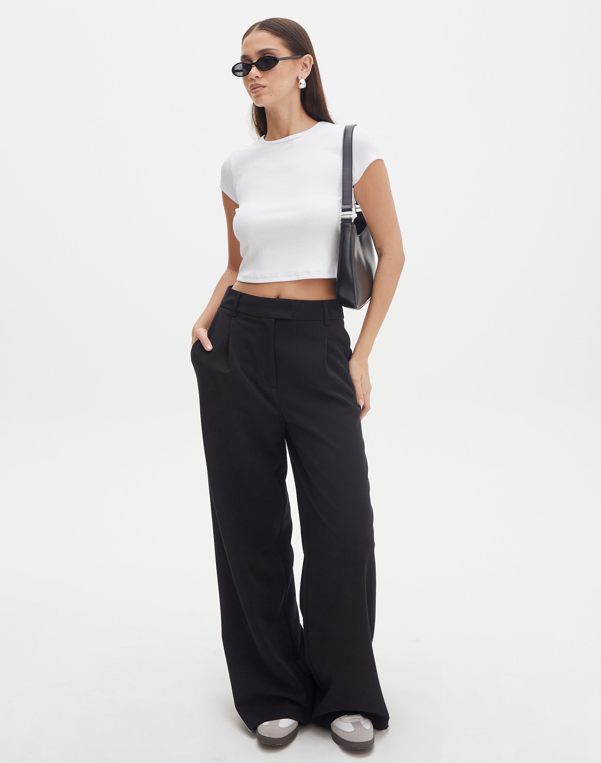 Petite Camel Crepe High Waist Wide Leg Tailored Trousers | New Look