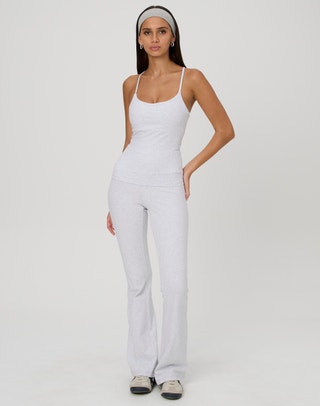 Wide Leg Jogger in Snow Marle