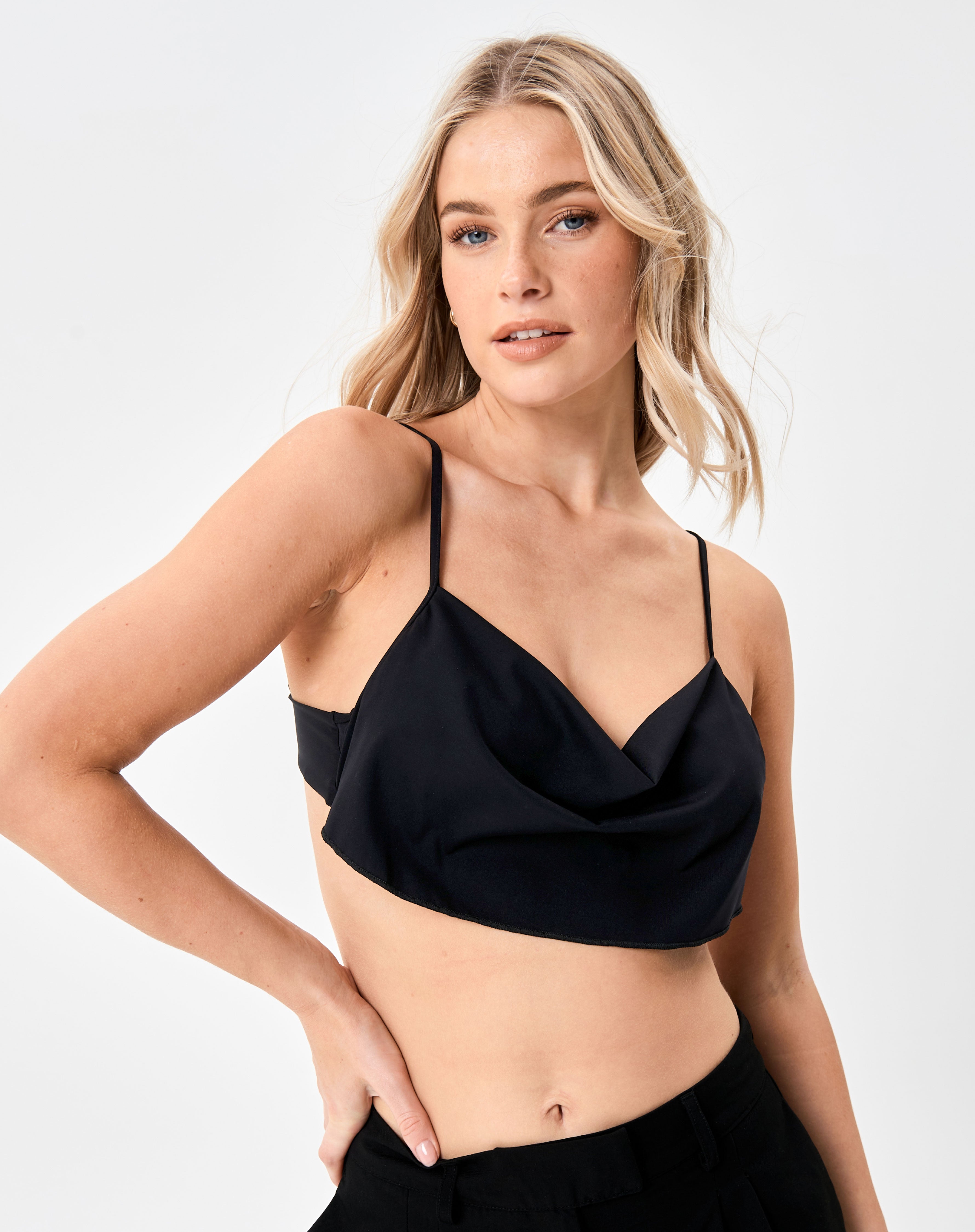 cowl neck sports bra