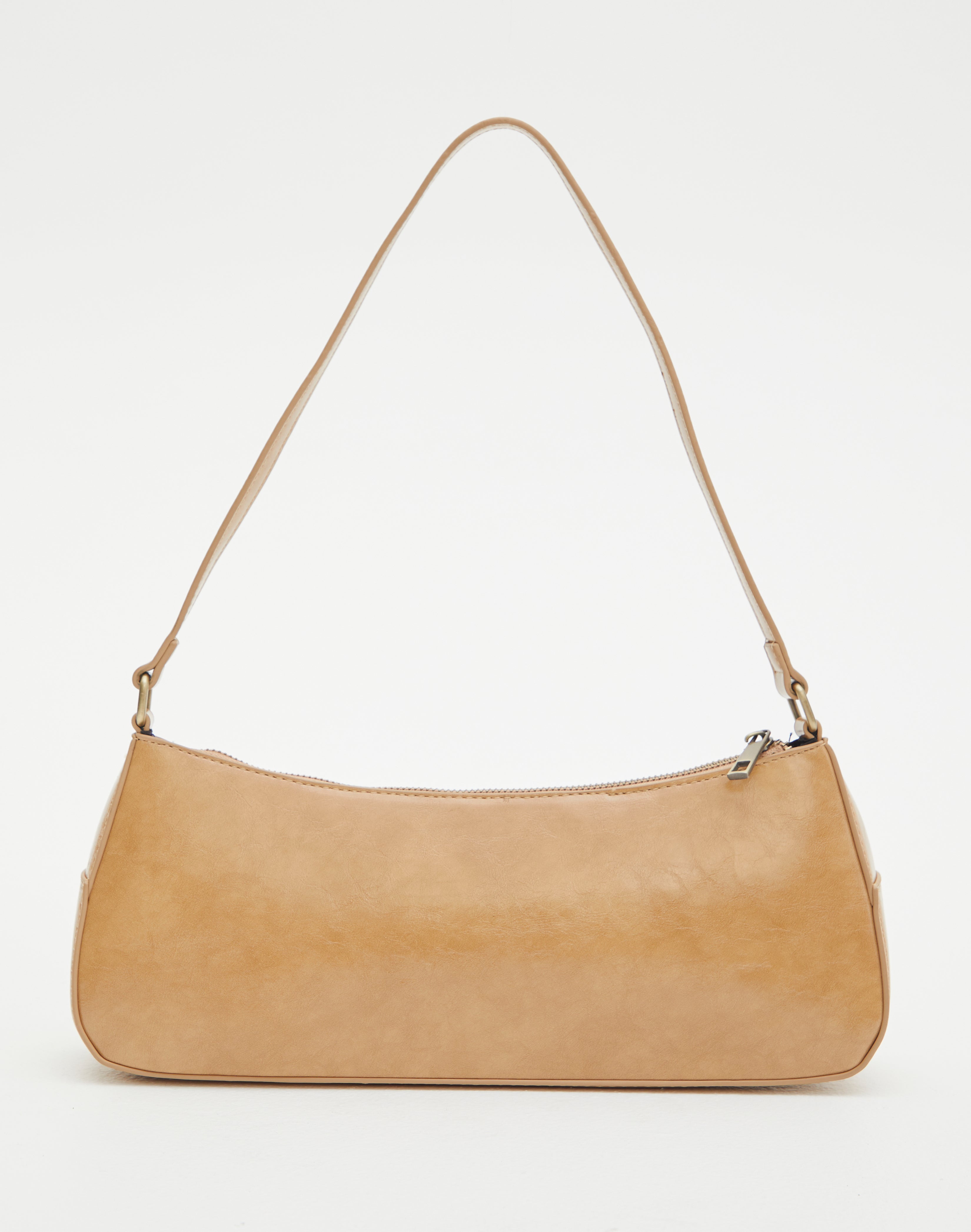 Classic Faux Leather Shoulder Bag in Neutral