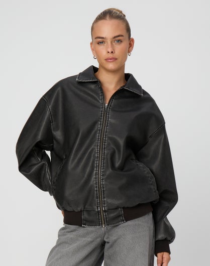 Swallow  unisex faux leather bomber jacket - ShopJosePasillas.com