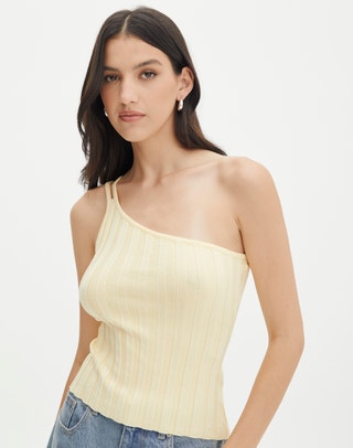One Shoulder Ribbed Bra – Evangelina Boutique