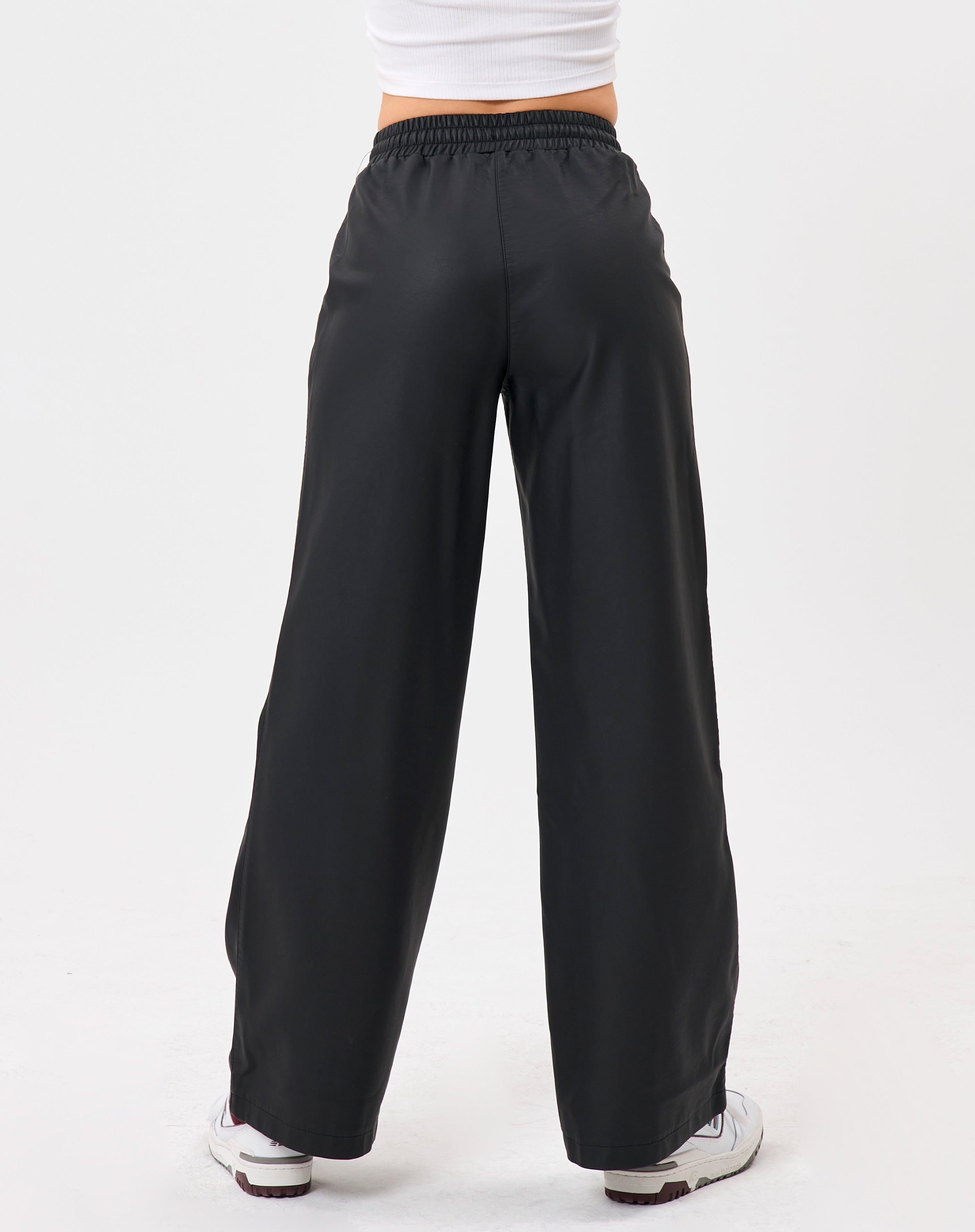 Faux Leather Puddle Pant in Black