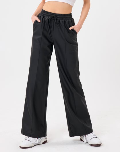 Faux Leather Puddle Pant in Black | Glassons