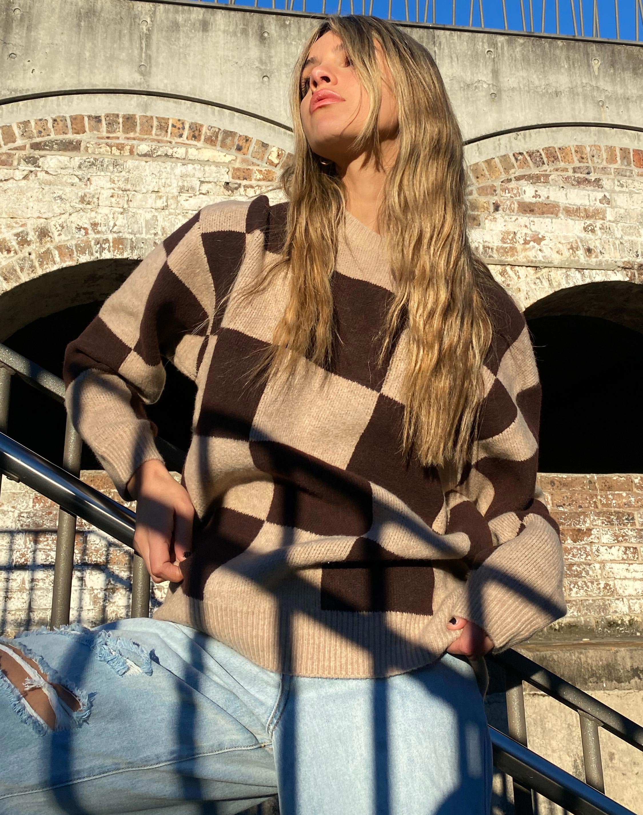 brown oversized knitted jumper