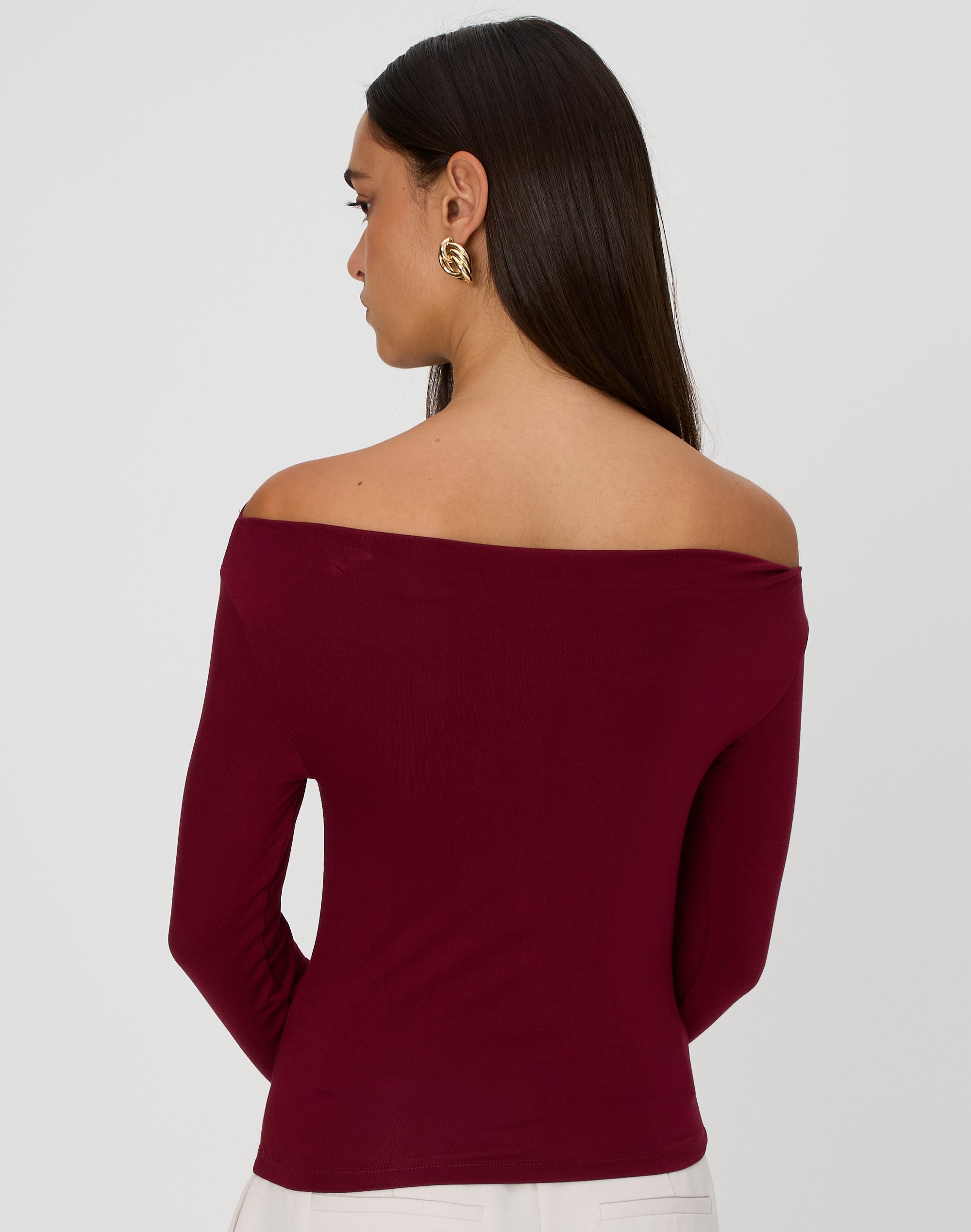 Ruched Off The Shoulder Top in Black