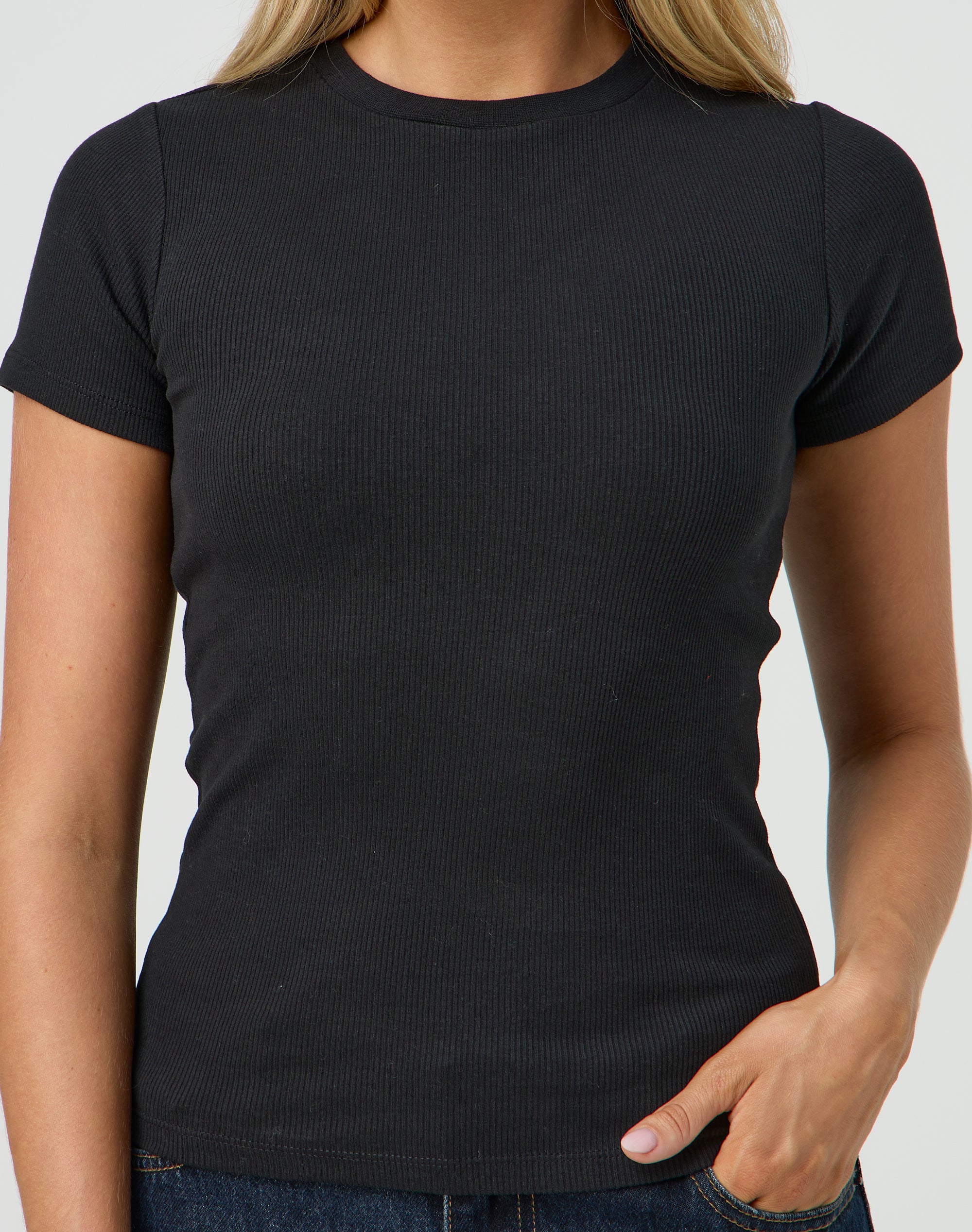 Ribbed Crew Neck Tee in What The Shell