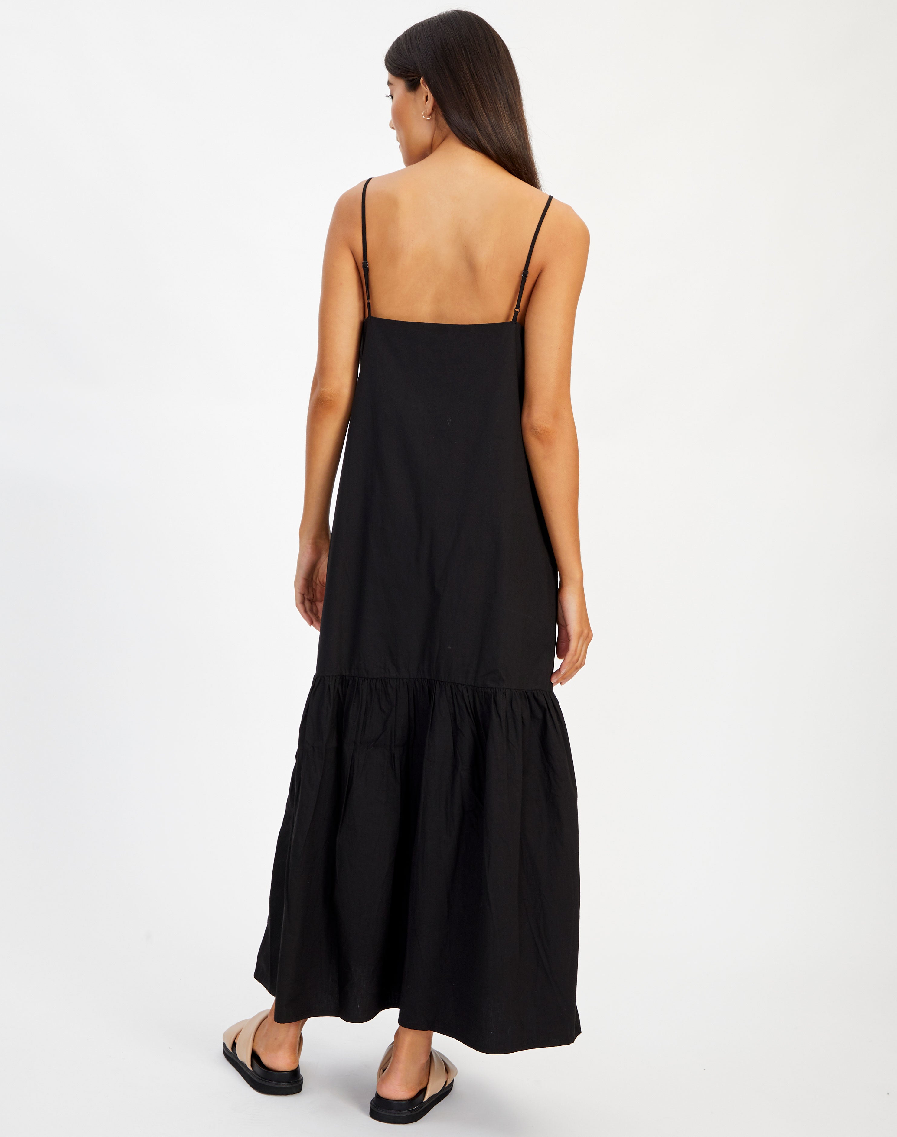 black long tiered dress