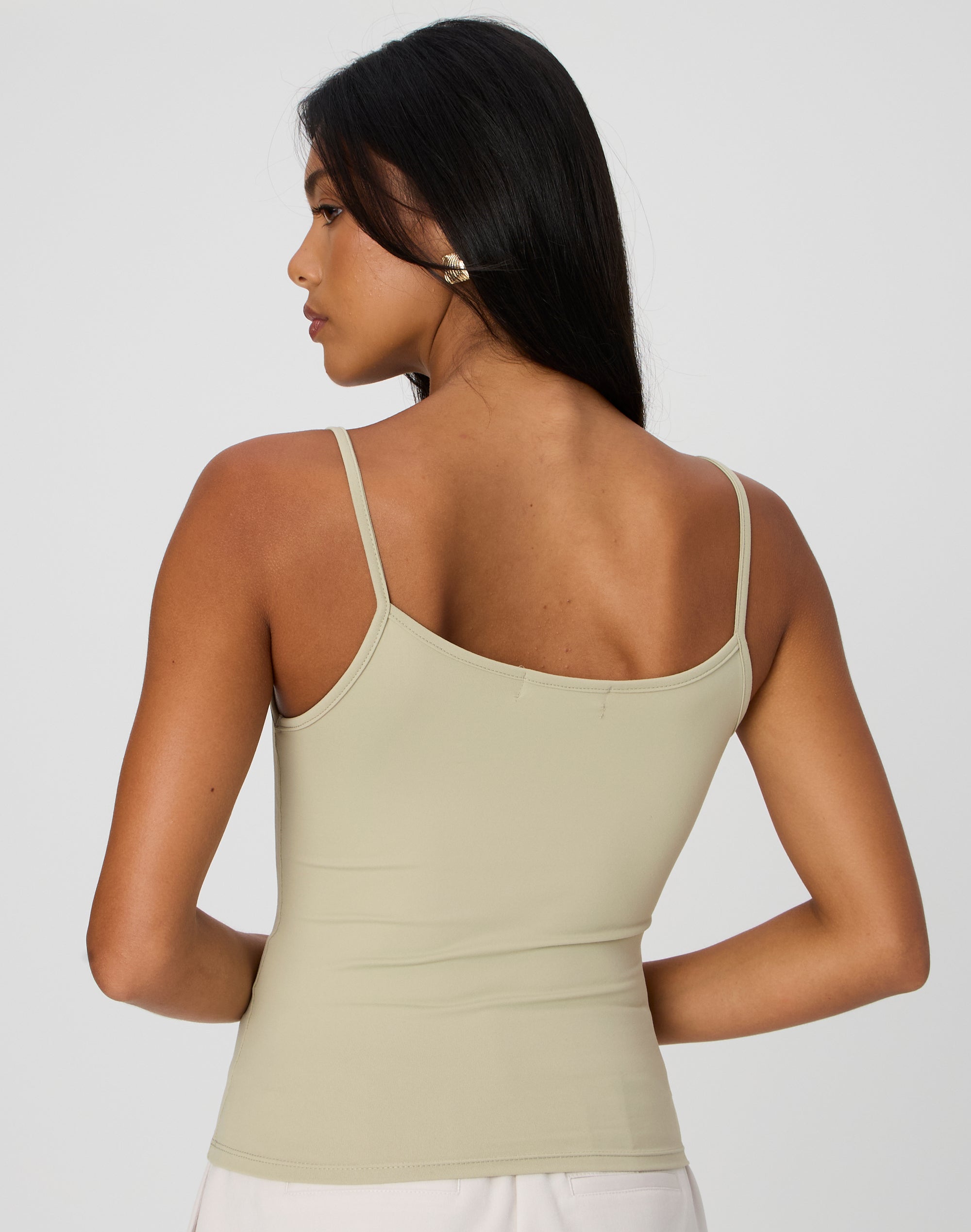 Ribbed Thick Strap Tank in Pale Grey Marle