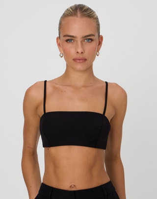 Buckle Strapless Top in Black