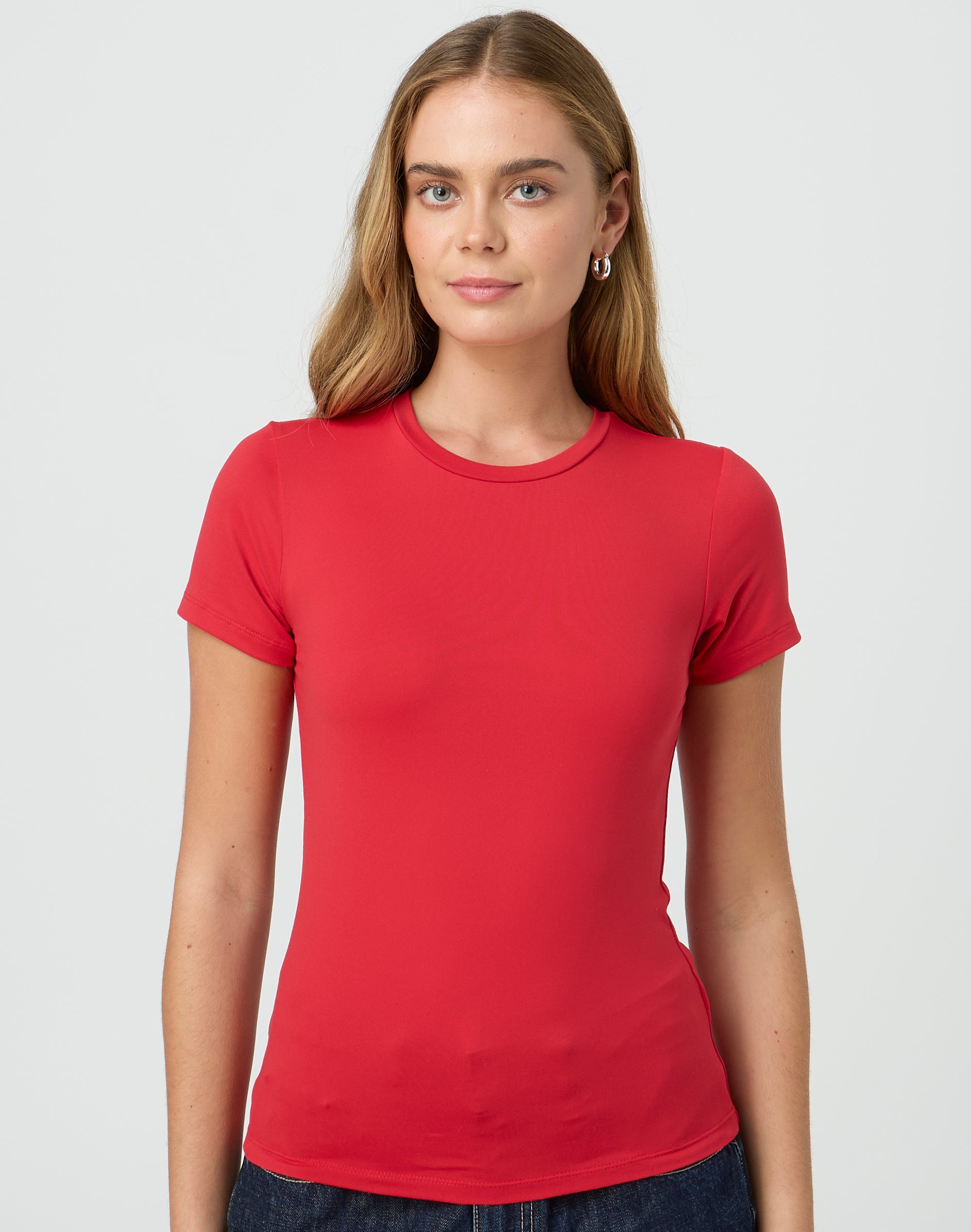 Supersoft Longline Tee in Mulan Red Glassons