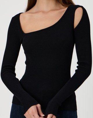 Strapless Ruched Knit Bandeau in Black
