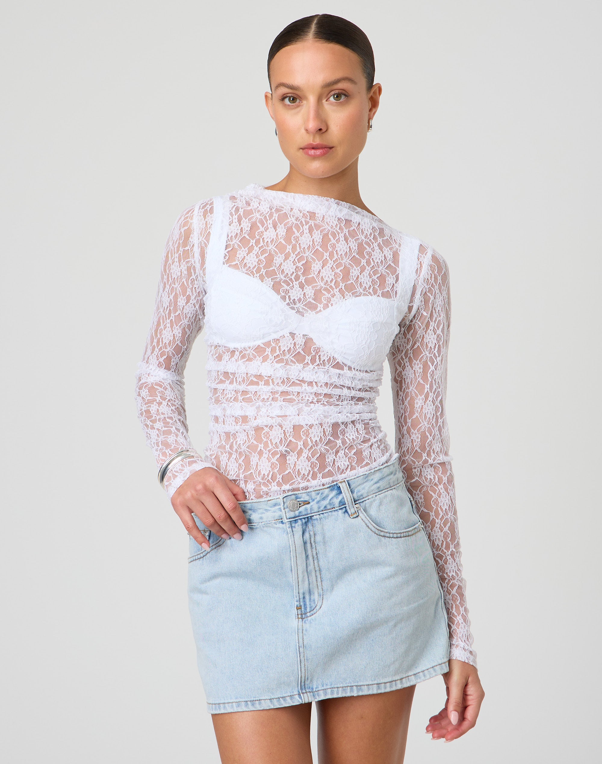 Long sleeve lace tops for sale best sale