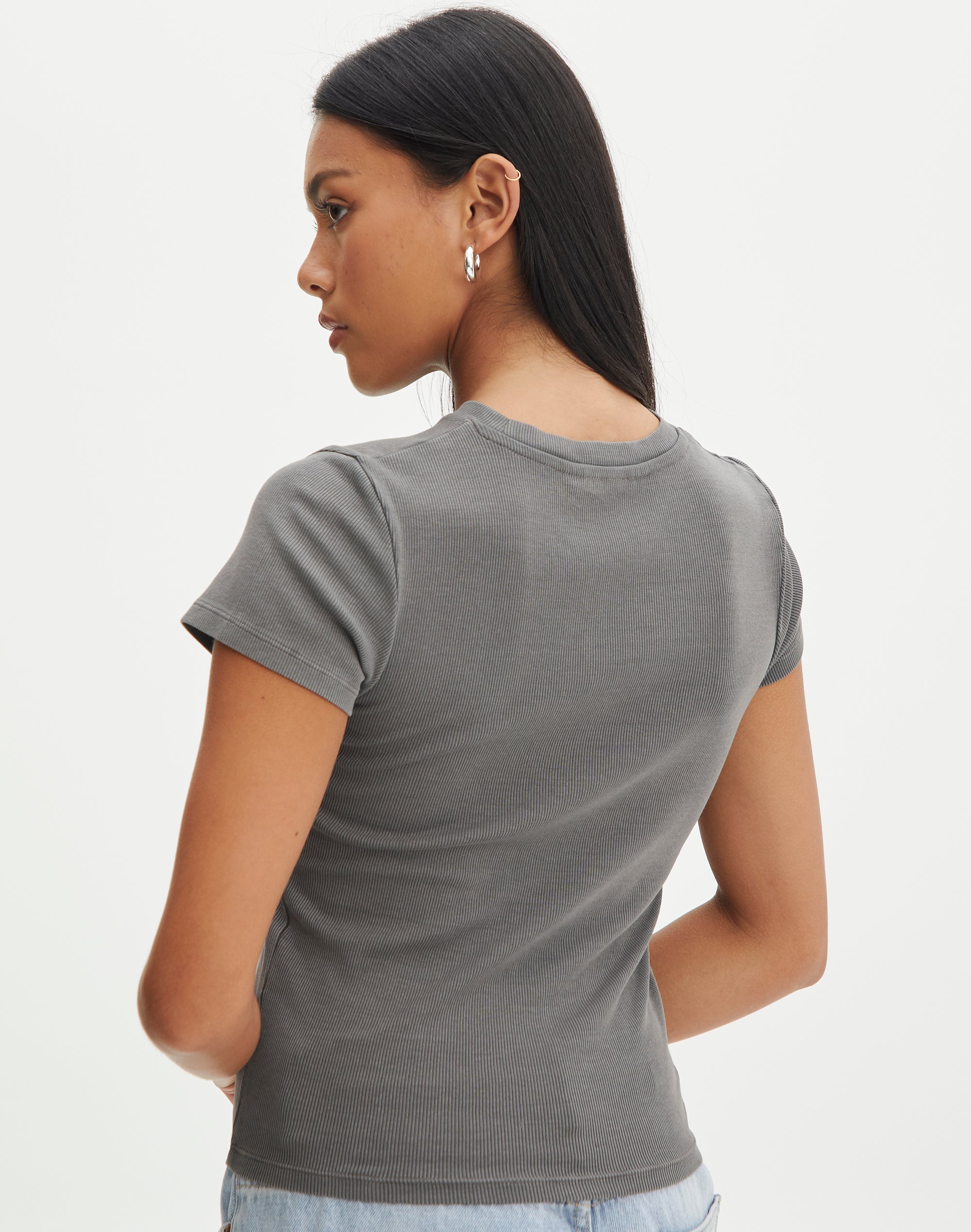 Ribbed Crew Neck Tee in What The Shell