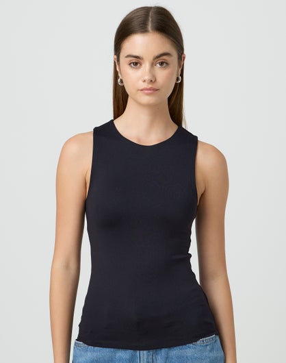 Supersoft High Neck Tank in Black | Glassons AU