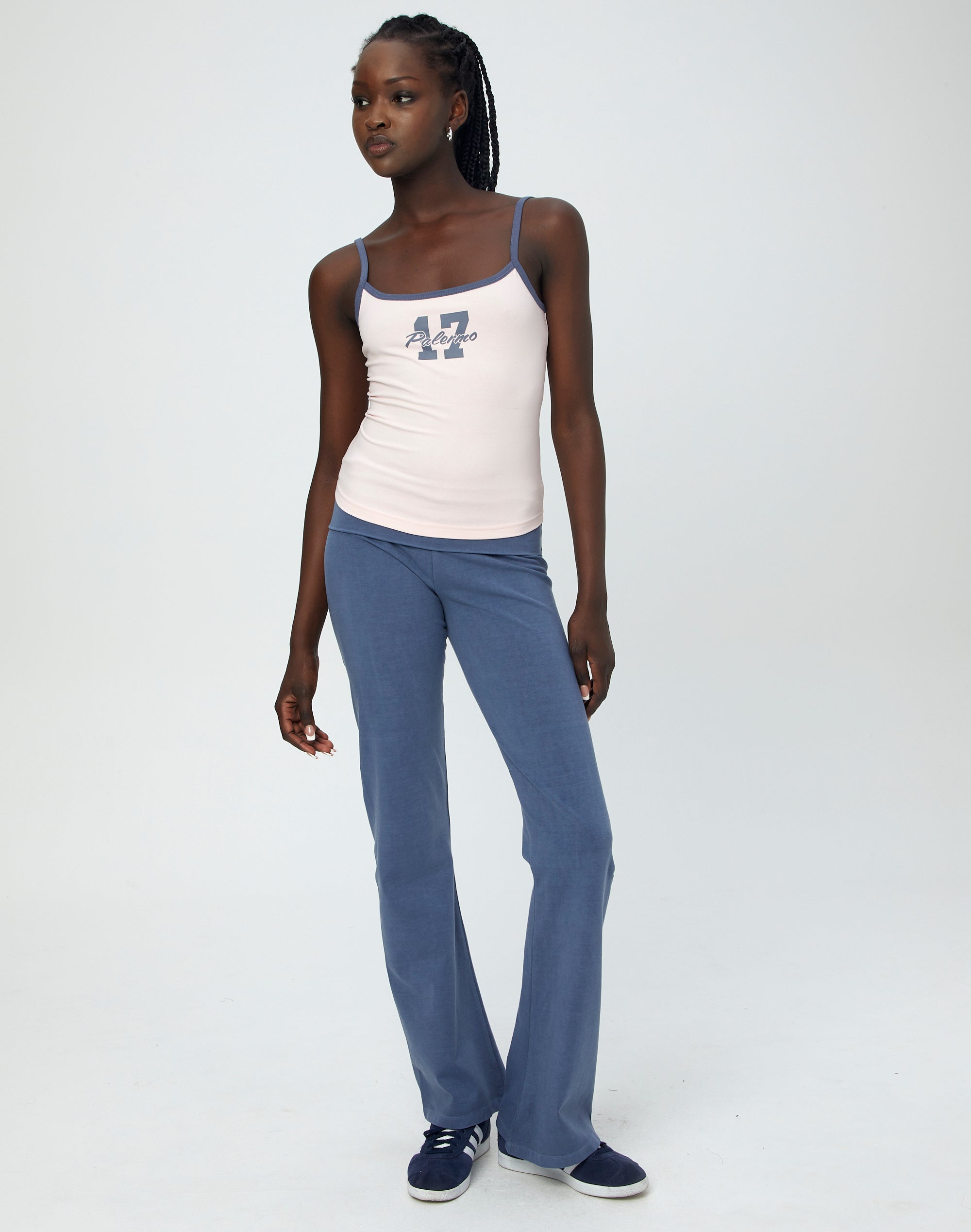 Cotton Foldover Flare Pant in Girls Night