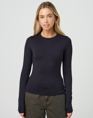 Long Sleeve Ribbed Knit Top in Its Soy Cute