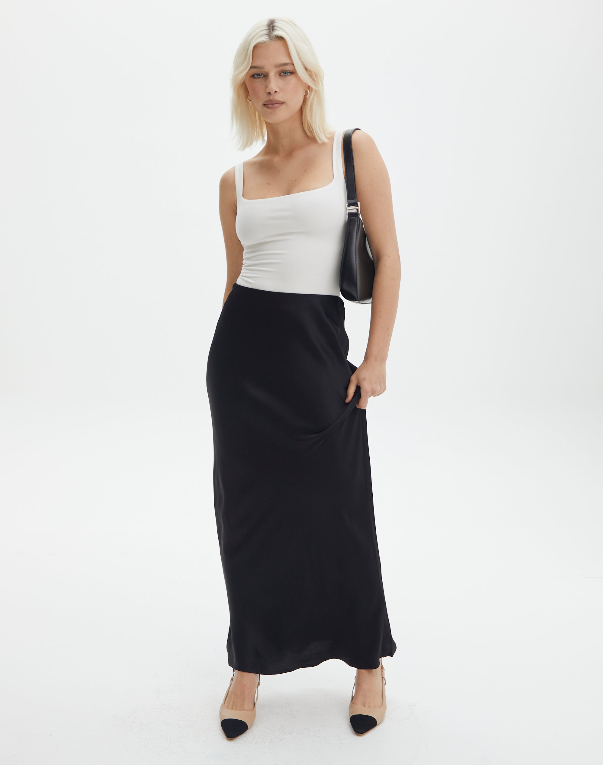 Shop Solid Skirt Slip with Elasticated Waistband and Side Slit Online