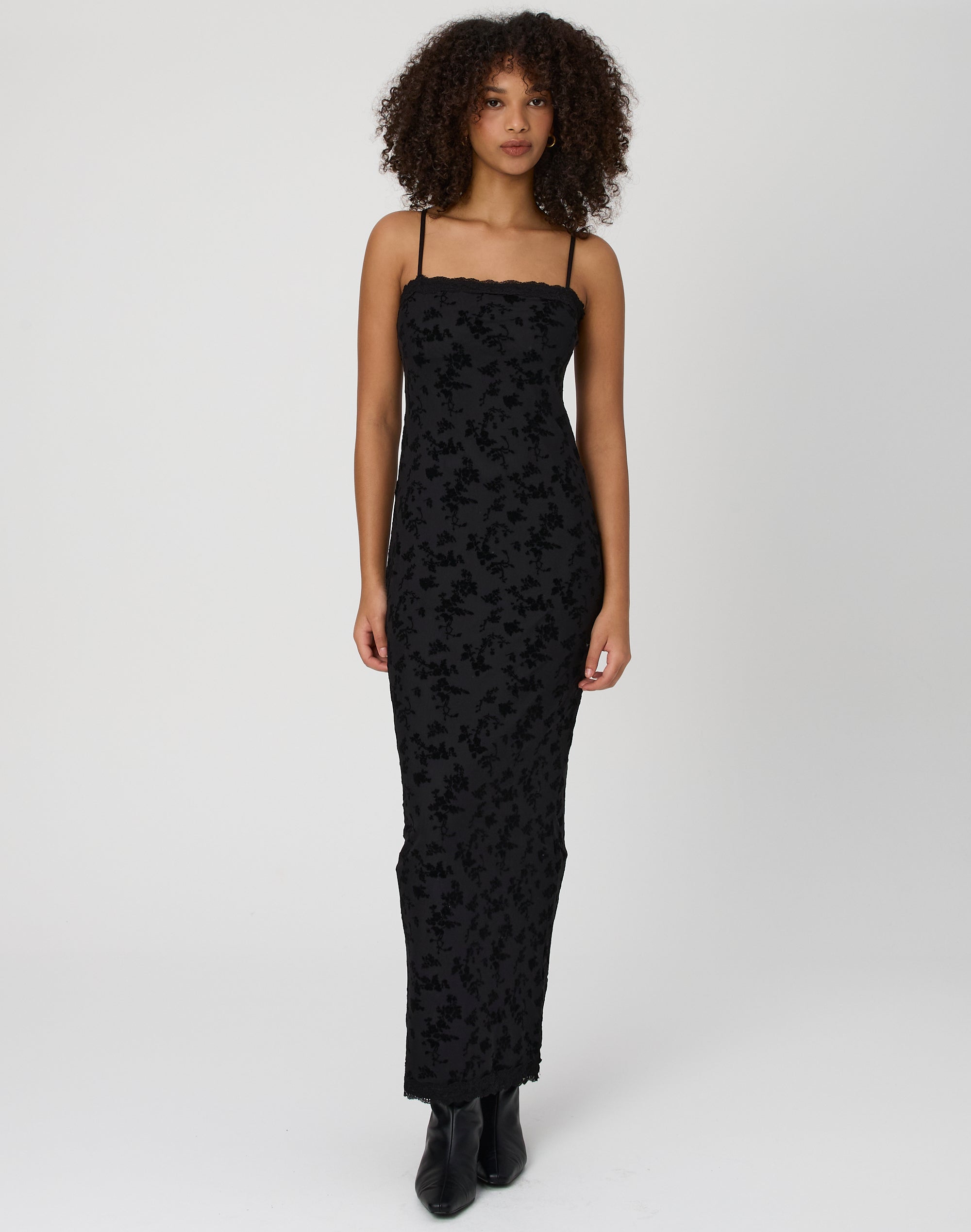 Printed Velour Maxi Dress in Vine Burnout