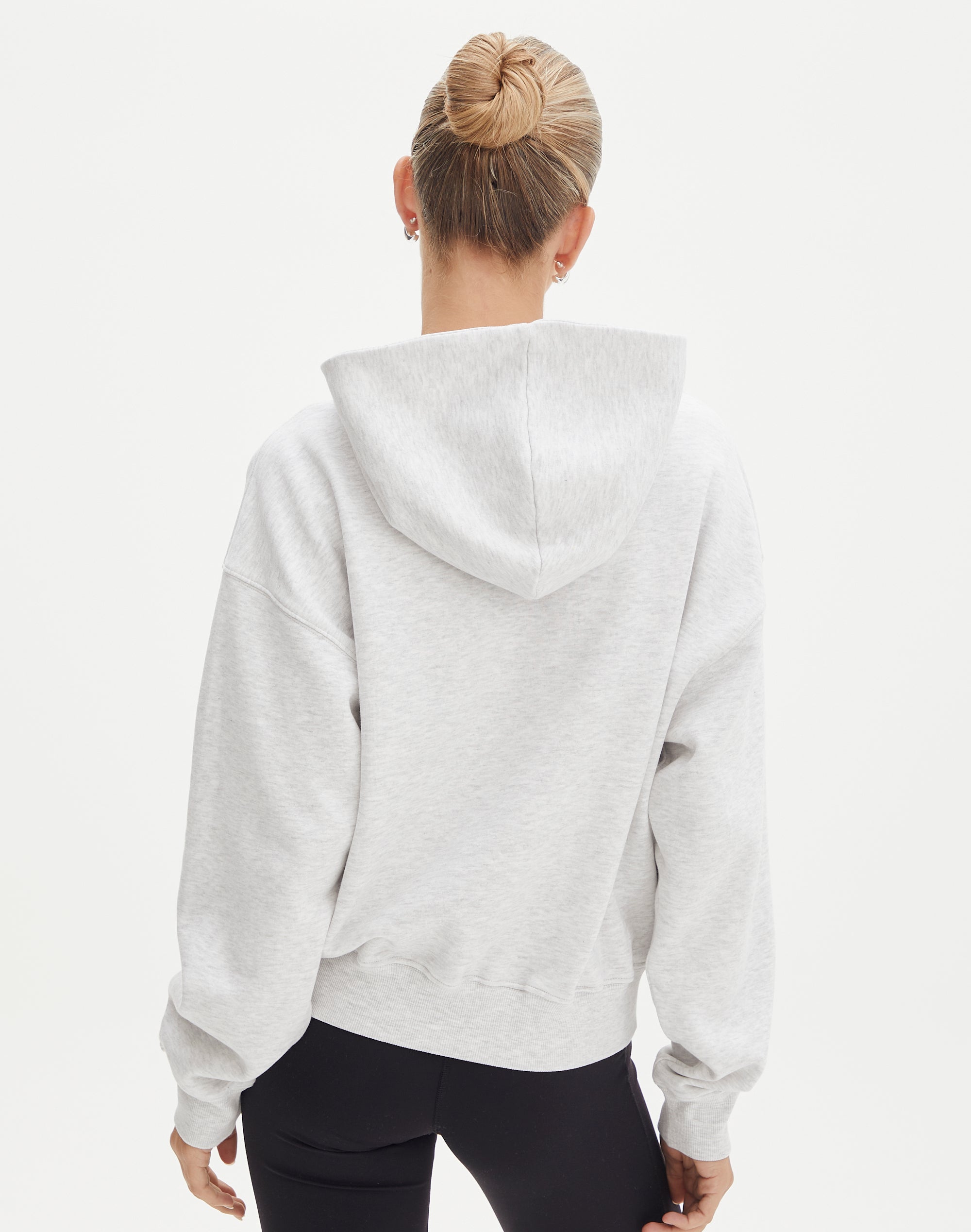 Cropped Zip Through Hoodie in Snow Marle