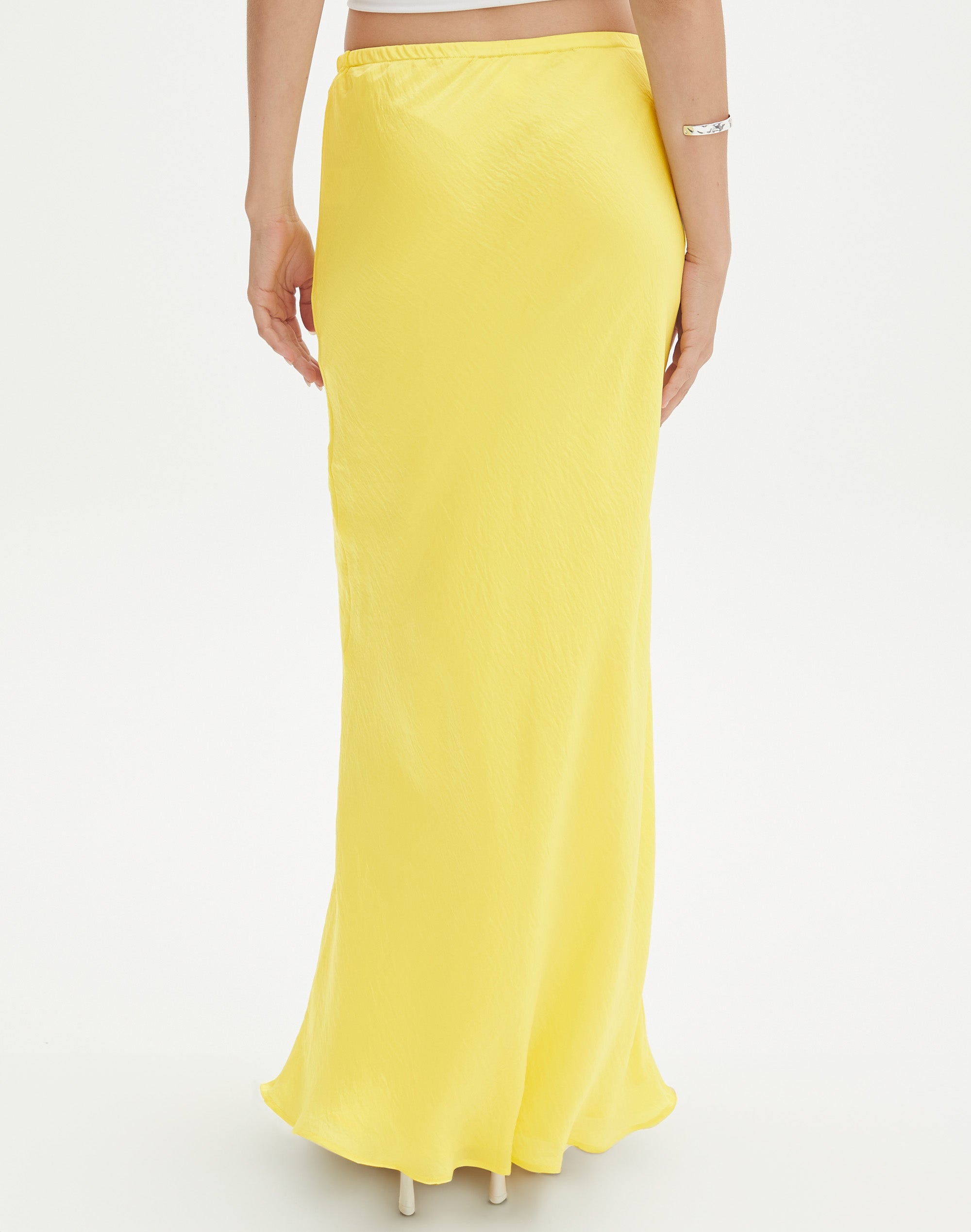 Silk long outlet yellow skirt