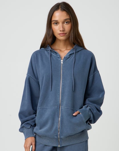 Oversized Zip Up Hoodie in Washed Girls Night | Glassons