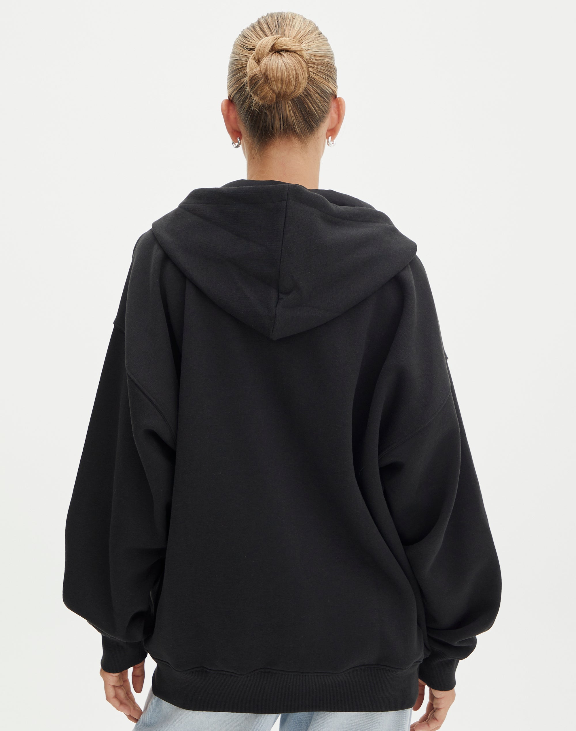 Oversized Zip Up Hoodie in Washed Charcoal