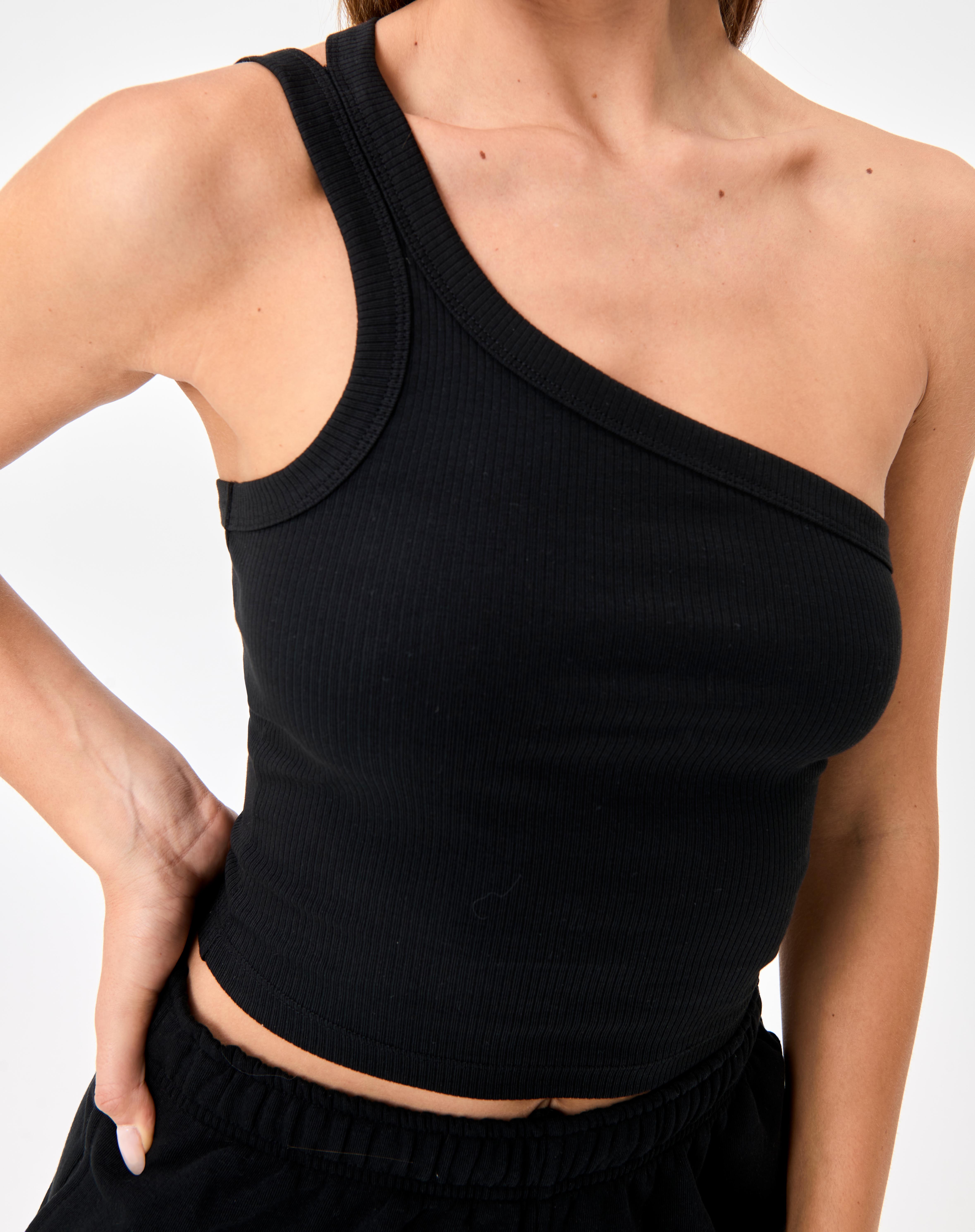 Ribbed Thick Strap Tank in Black