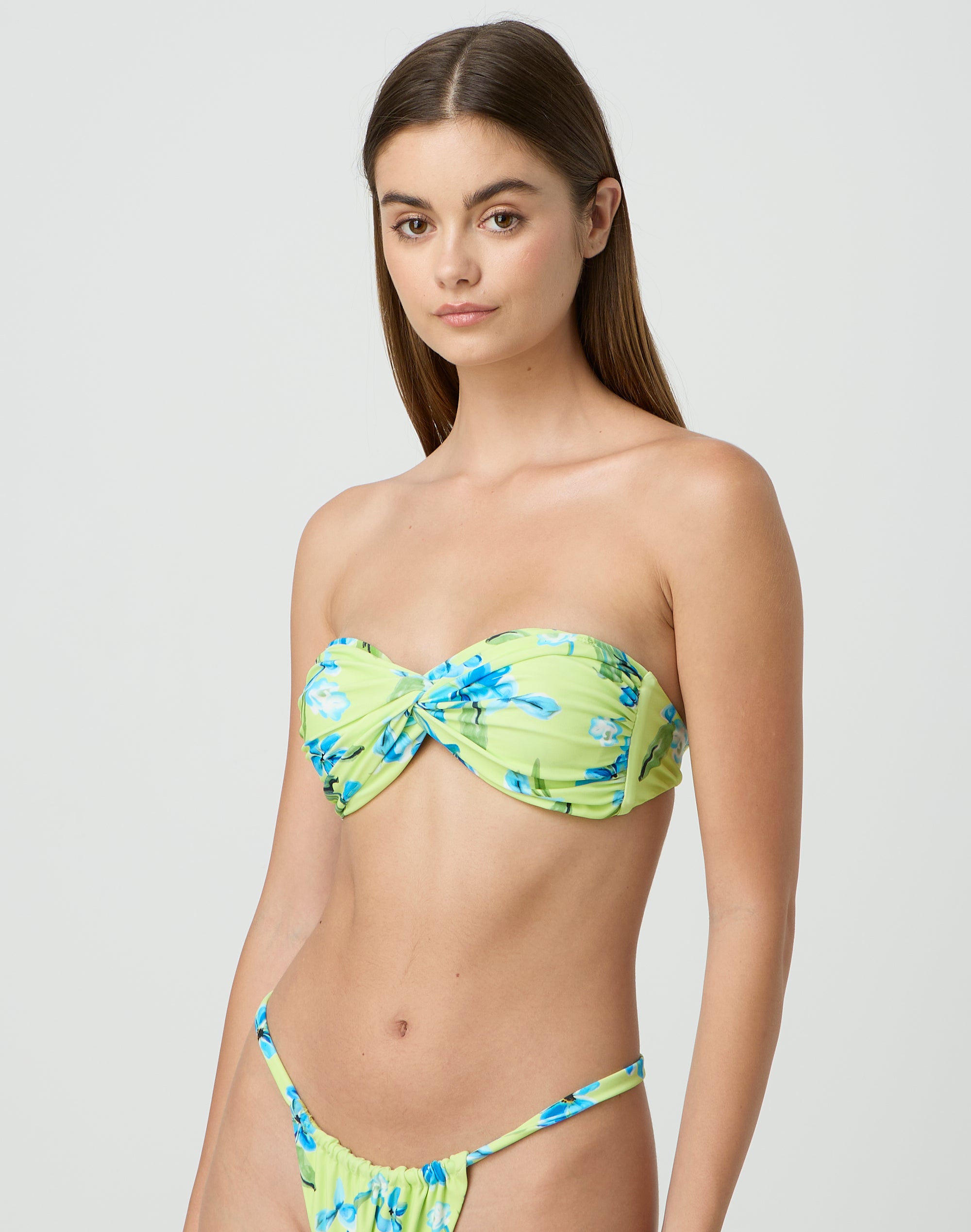 Floral Double Tie Side Thong Bikini Bottom in Lily Garden