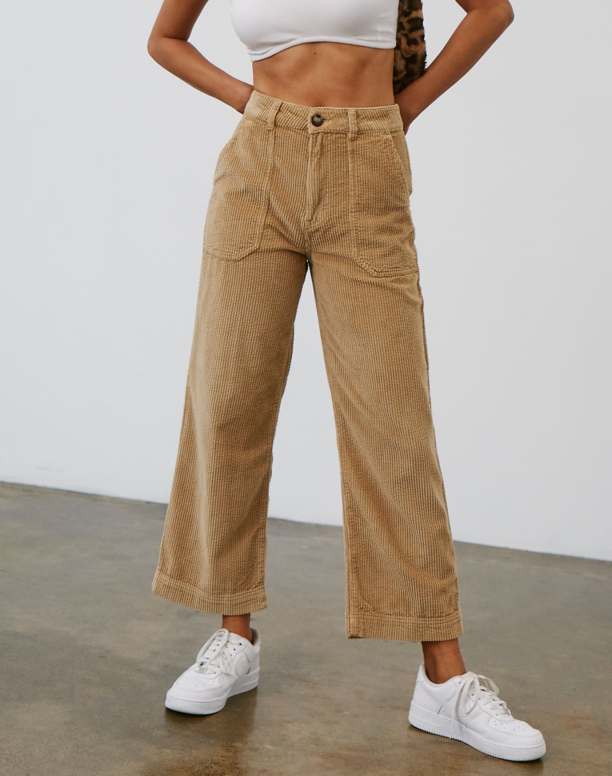 cropped wide leg cord trousers