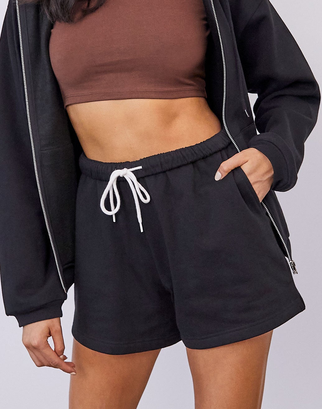 high rise sweat shorts