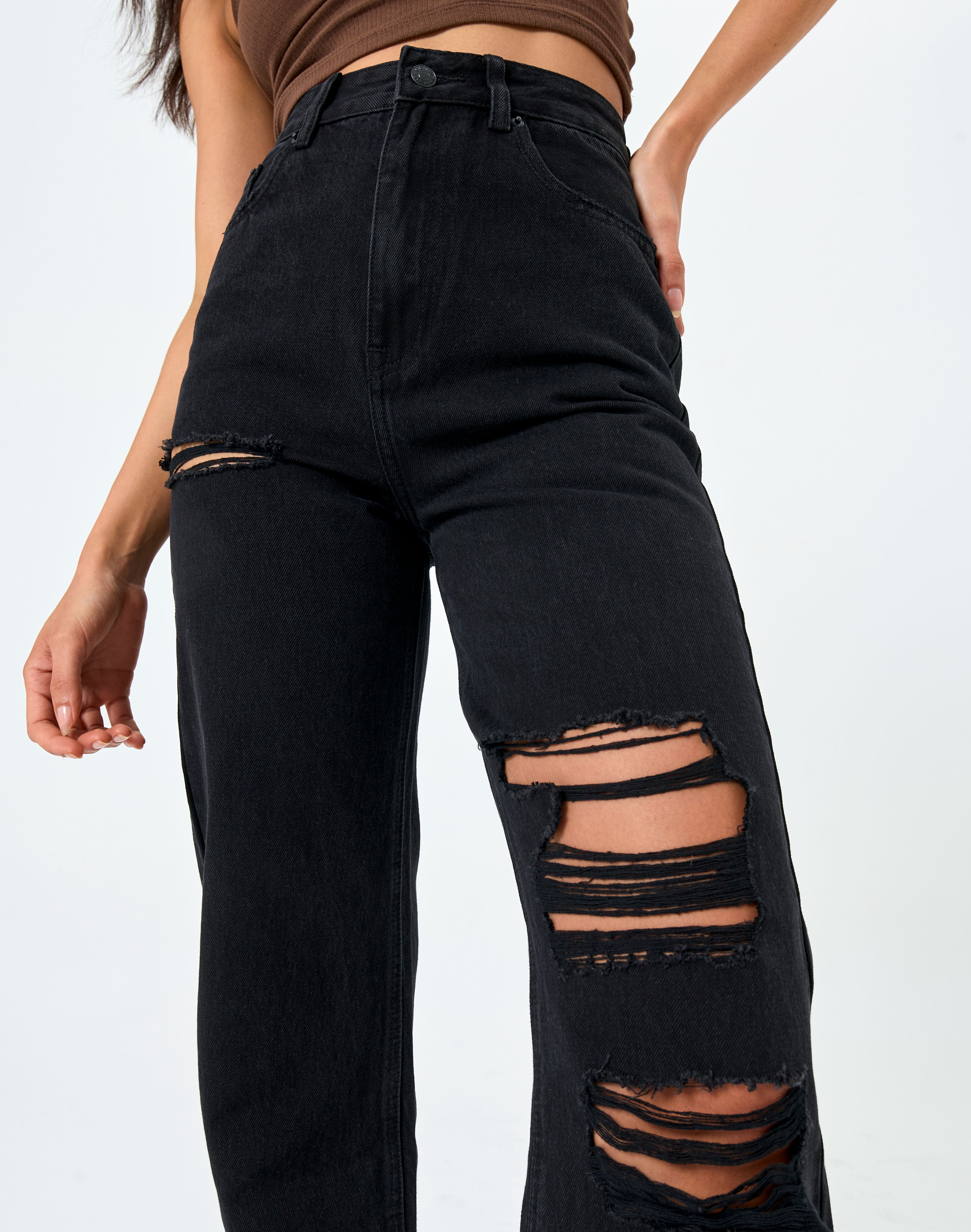 black jeans high waisted ripped