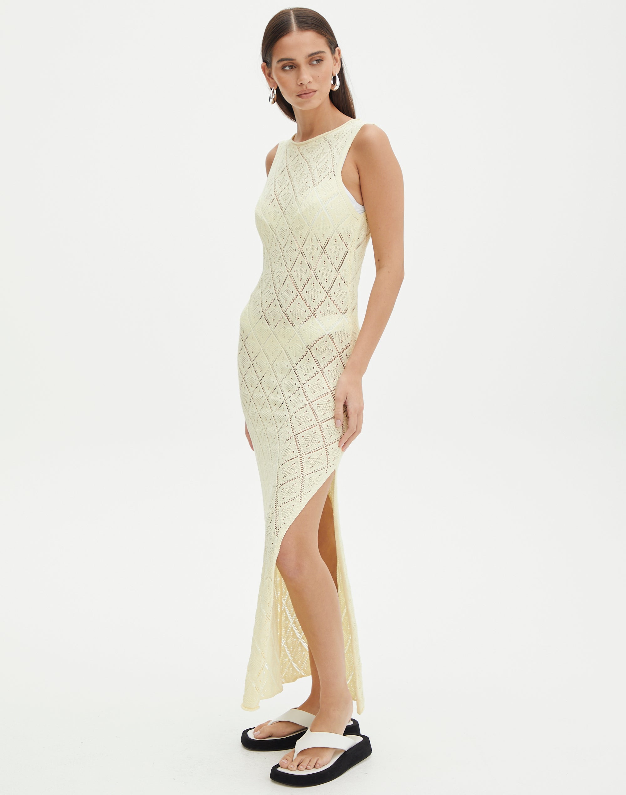 Sheer Lace Fitted Maxi Dress